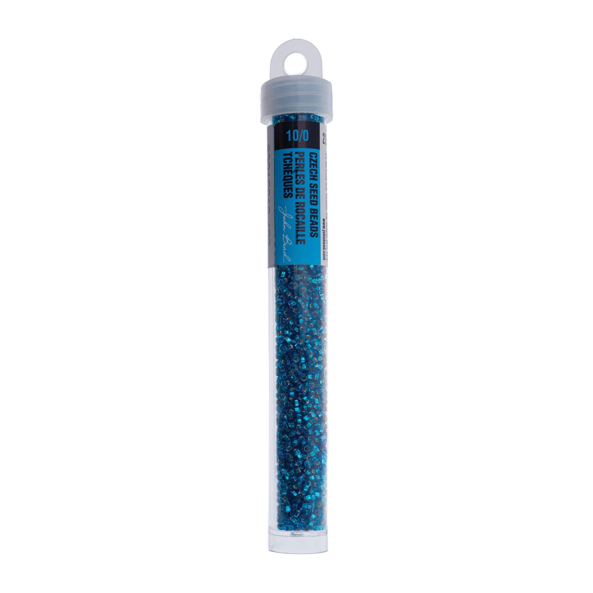 John Bead Czech Glass Seed Beads - Silver-Lined Light Blue, 10/0, 22 g Vial