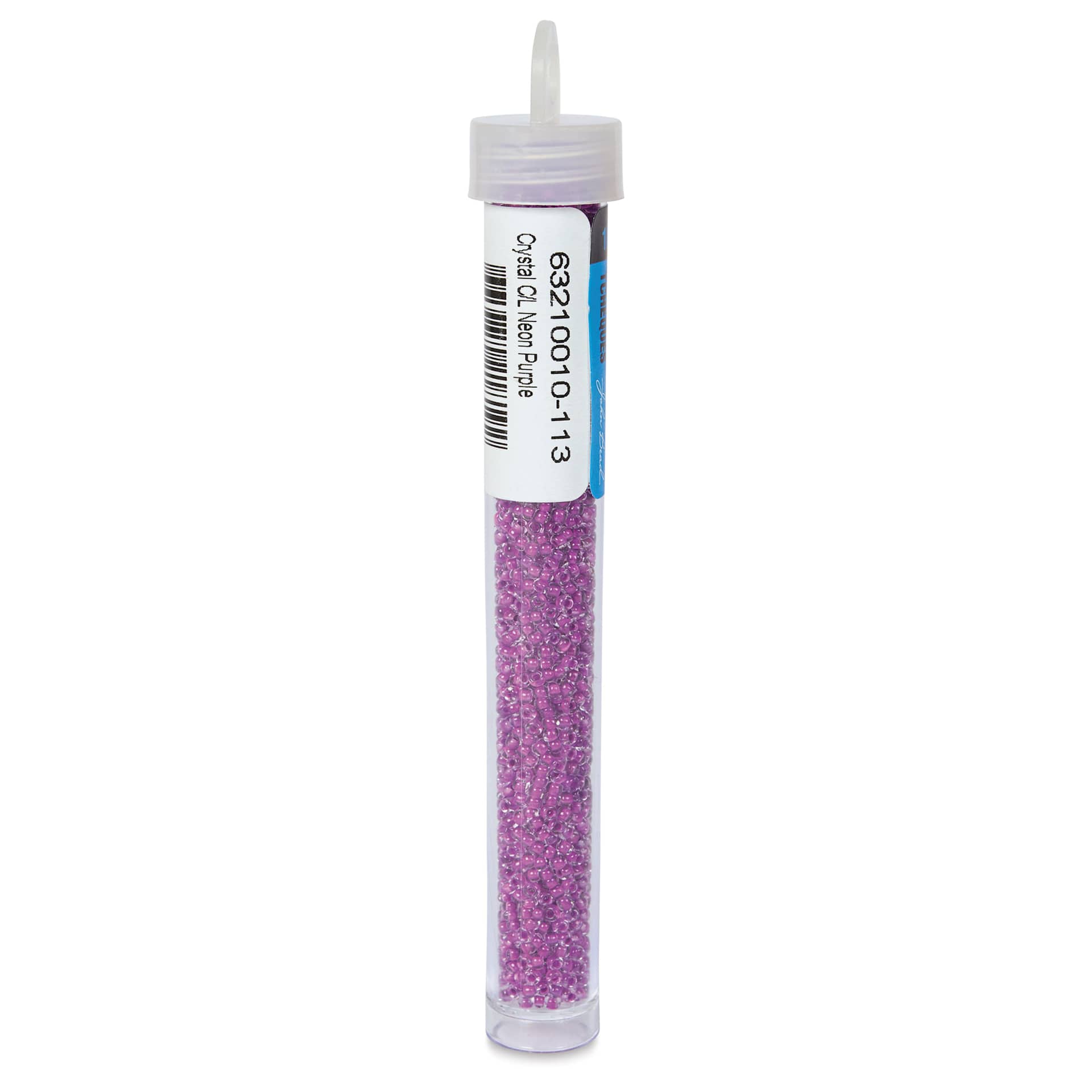 John Bead Czech Glass Seed Beads - Neon Purple, Color Lined, 10/0, 22 g Vial back view