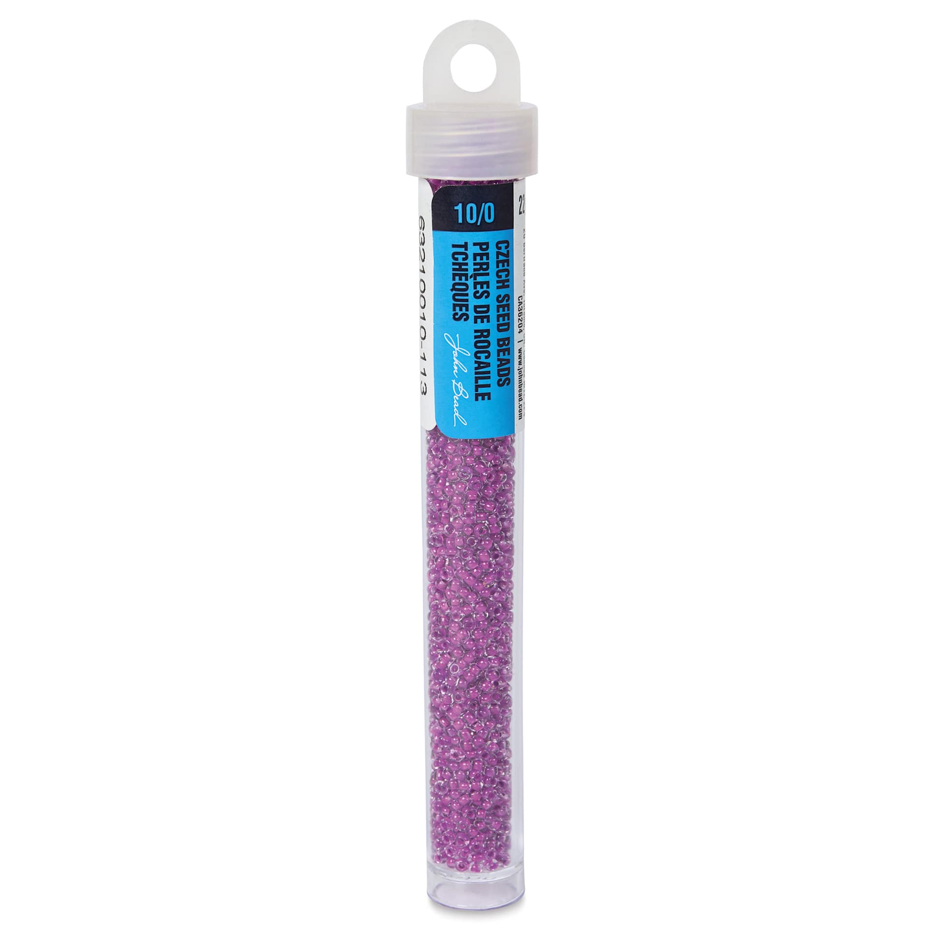 John Bead Czech Glass Seed Beads - Neon Purple, Color Lined, 10/0, 22 g Vial