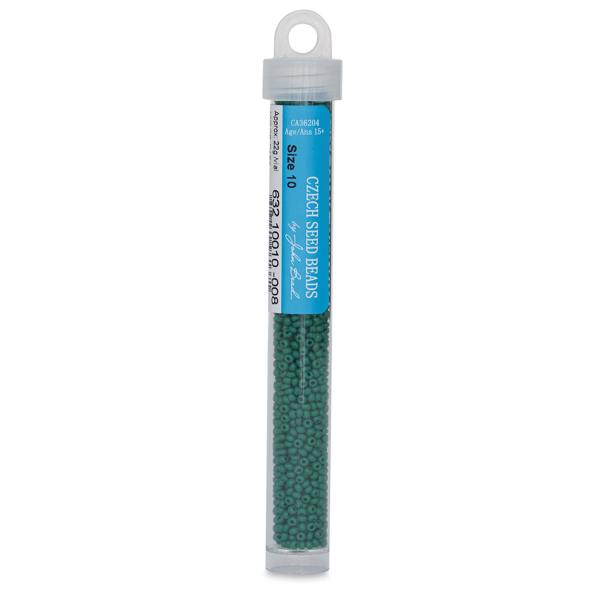 John Bead Czech Glass Seed Beads - Dark Green, 10/0, 22 g Vial