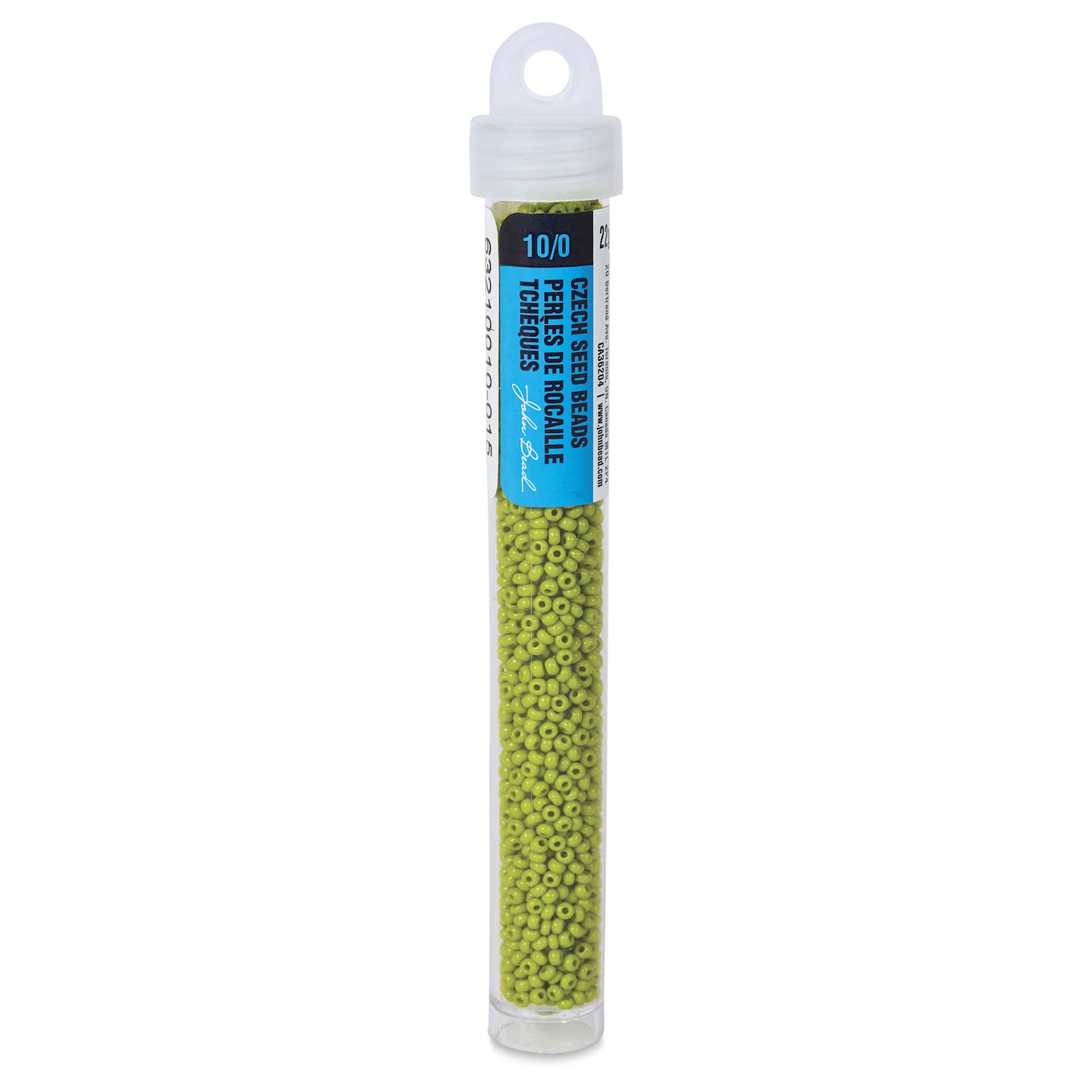 John Bead Czech Glass Seed Beads - Olive Green, Opaque, 10/0, 22 g Vial