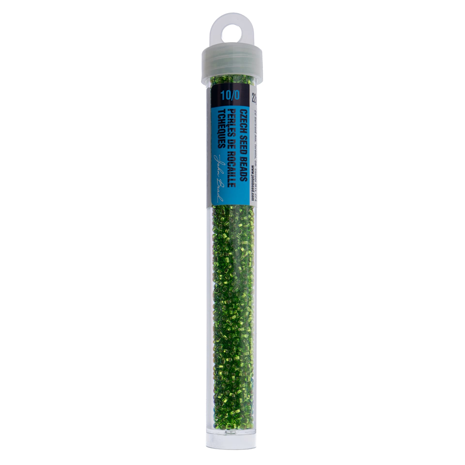John Bead Czech Glass Seed Beads - Silver-Lined Chartreuse, 10/0, 22 g Vial