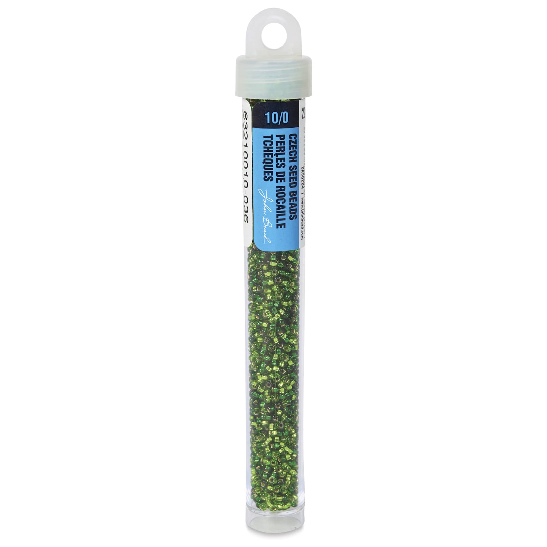 John Bead Czech Glass Seed Beads - Silver-Lined Sea Green, 10/0, 22 g Vial