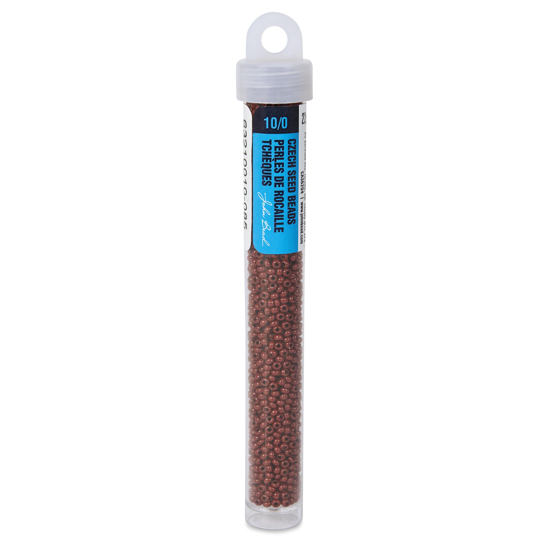 John Bead Czech Glass Seed Beads - Light Brown, Opaque, 10/0, 22 g Vial