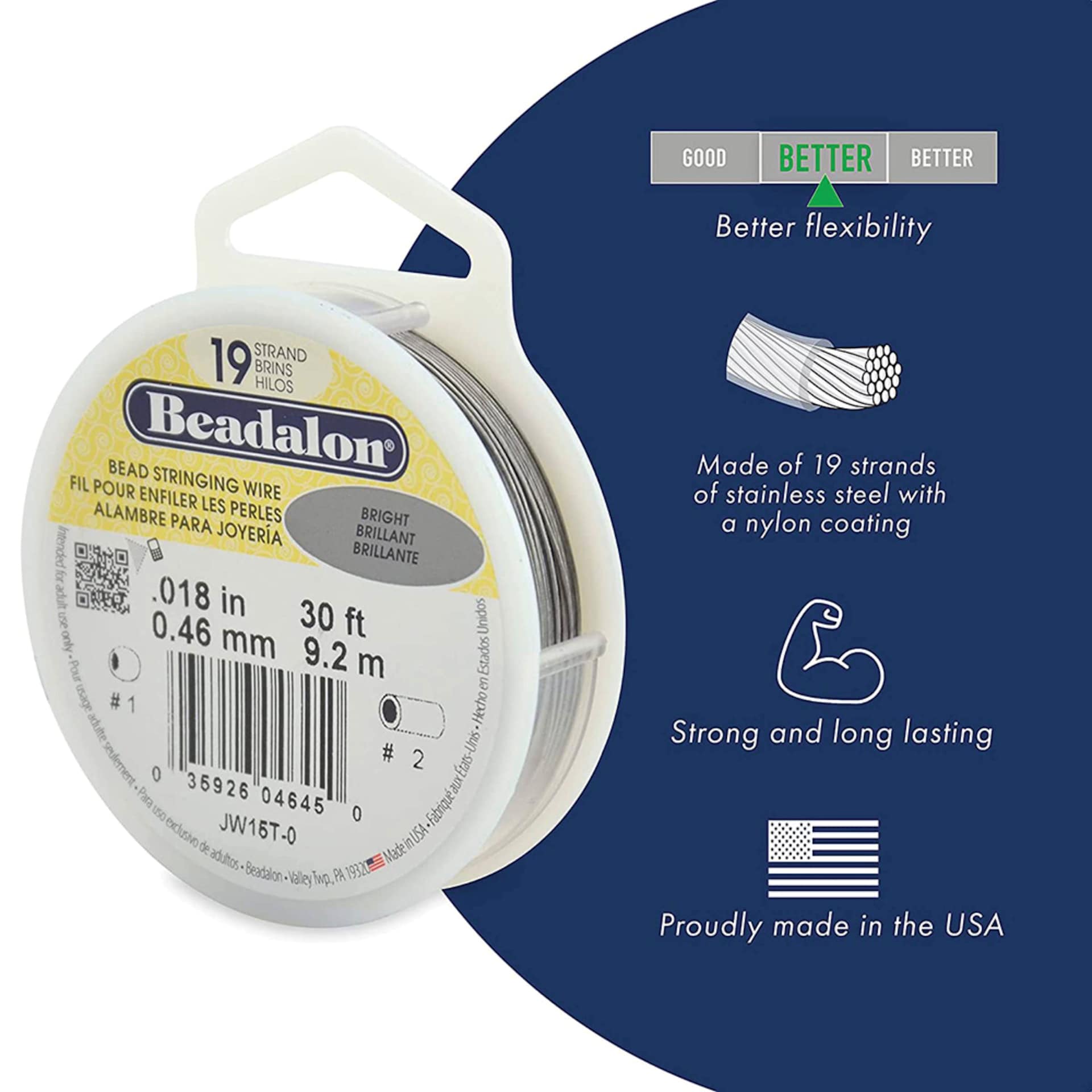 Beadalon 19 Strand Bead Stringing Wire features