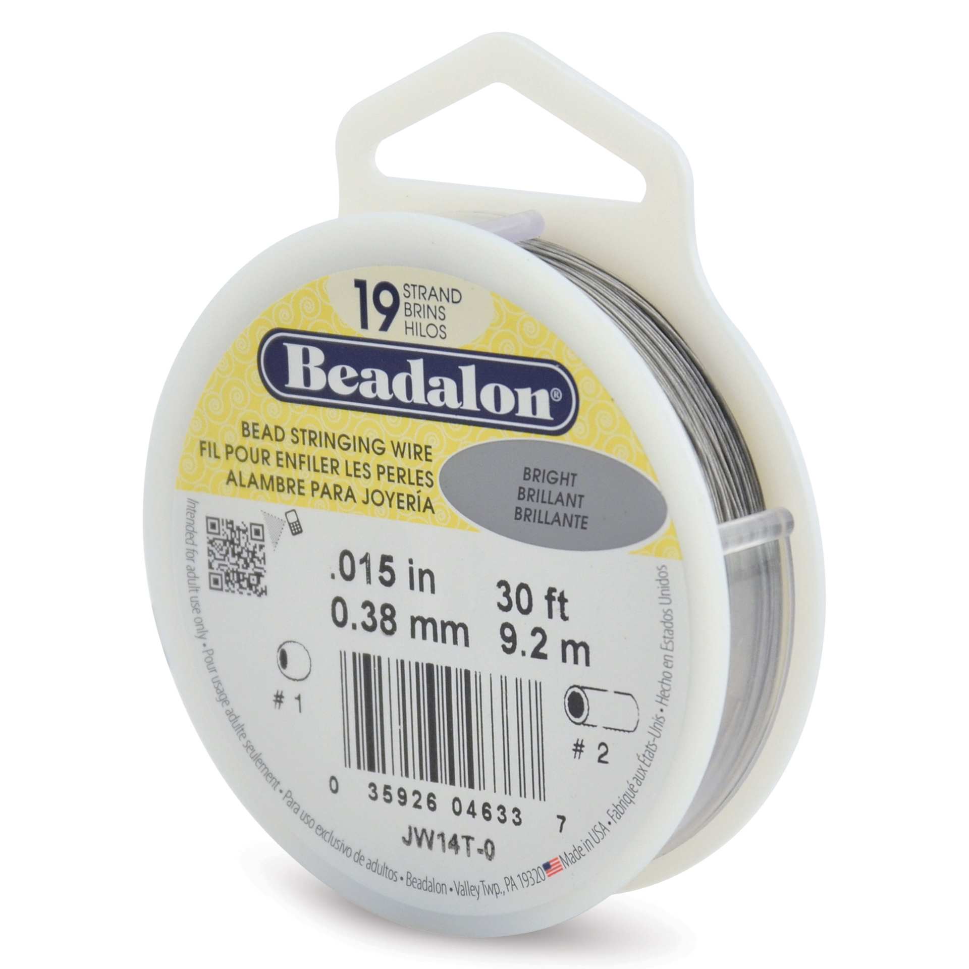 Beadalon 19 Strand Bead Stringing Wire - Bright, 0.015" x 30 ft.