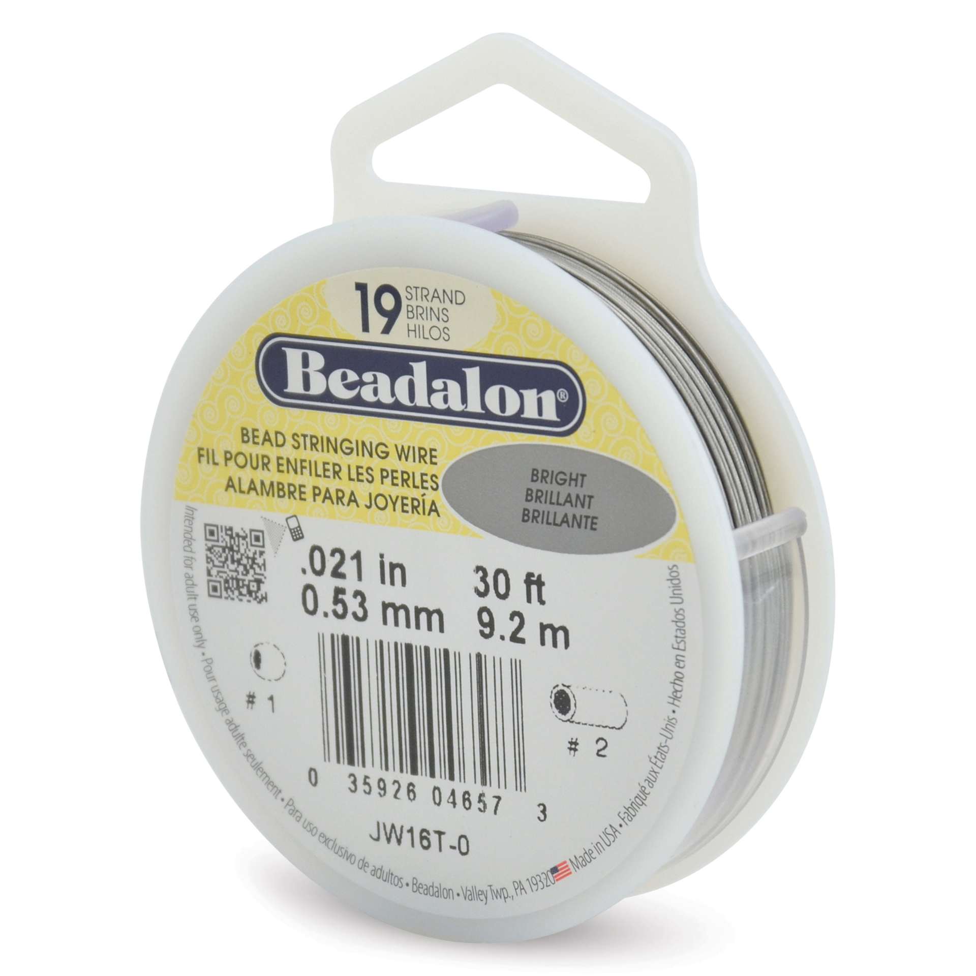 Beadalon 19 Strand Bead Stringing Wire - Bright, 0.021" x 30 ft.