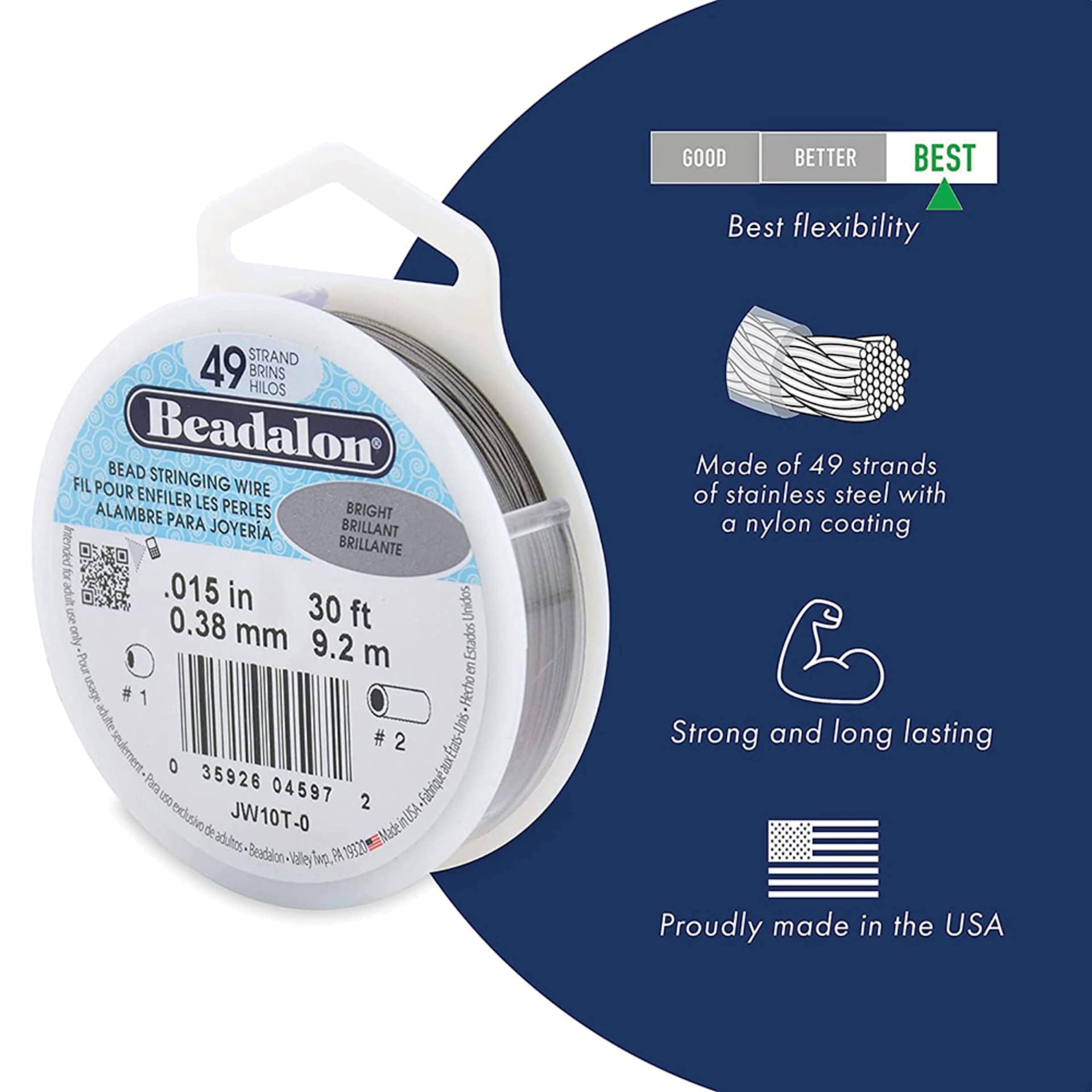 Beadalon 49 Strand Bead Stringing Wire features
