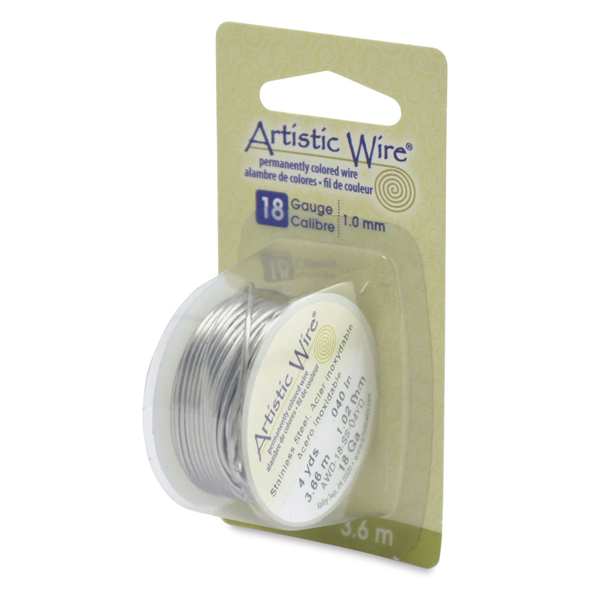 Artistic Wire Stainless Steel Craft Wire - 18 Gauge, 4 yds