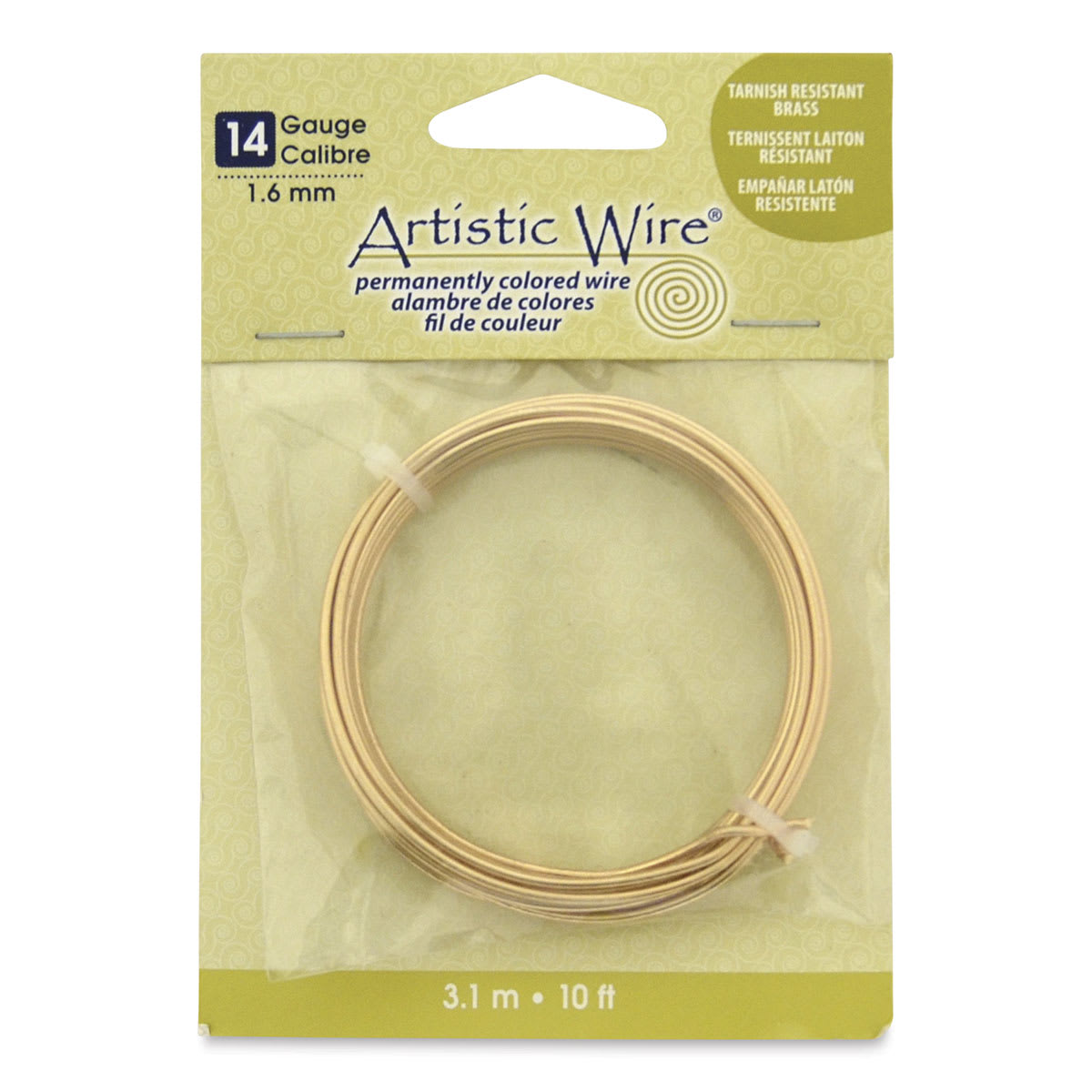 Artistic Wire Aluminum Craft Wire - Brass, Tarnish Resistant, 14 Gauge, 10 ft