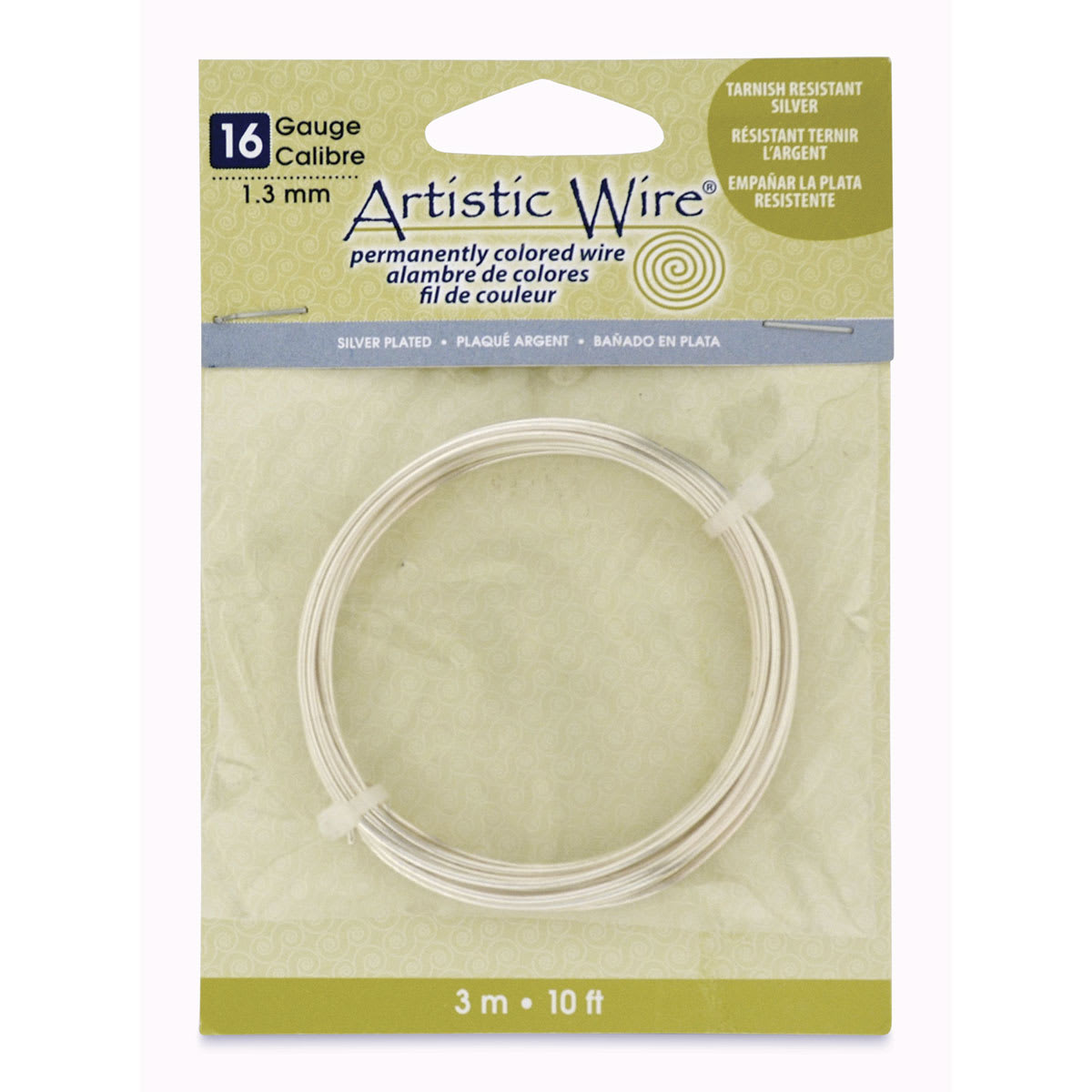 Artistic Wire Silver Plated Copper Craft Wire - Silver, Tarnish Resistant, 16 Gauge, 10 ft