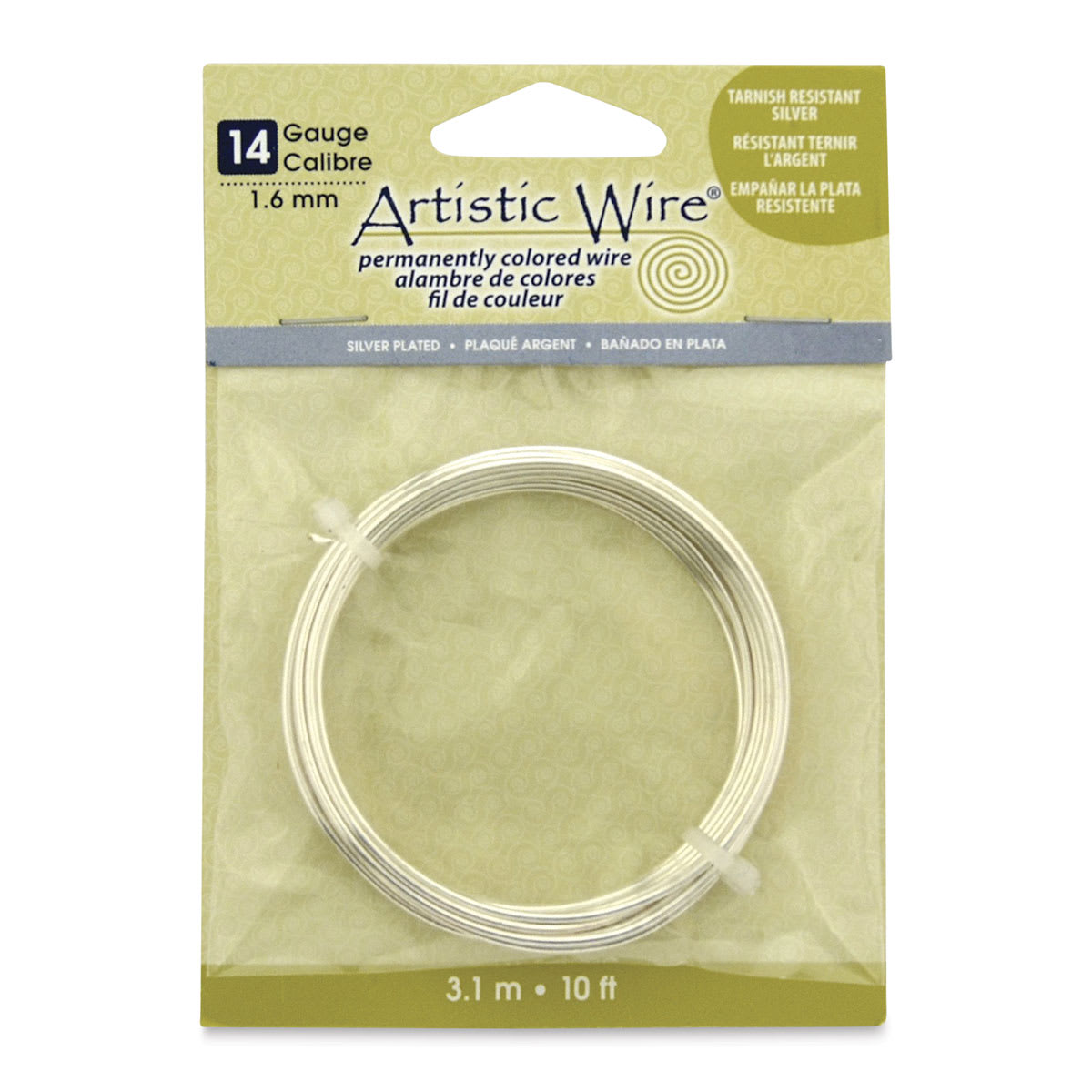 Artistic Wire Silver Plated Copper Craft Wire - Silver, Tarnish Resistant, 14 Gauge, 10 ft