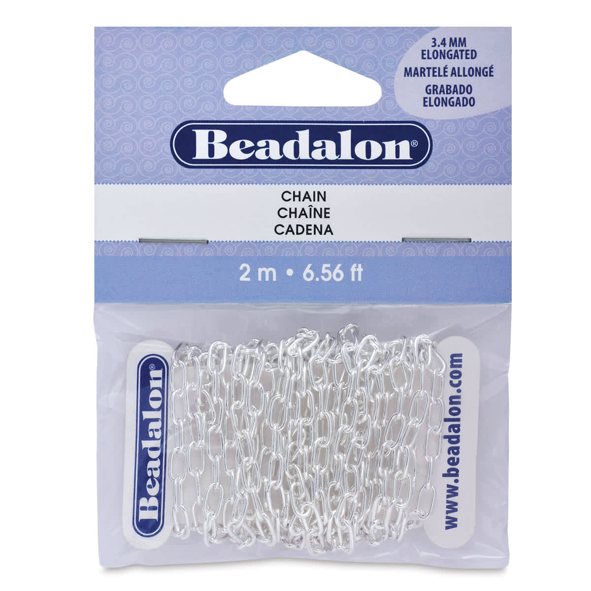 Beadalon Jewelry Chain - Front of Silver Elongated Chain package