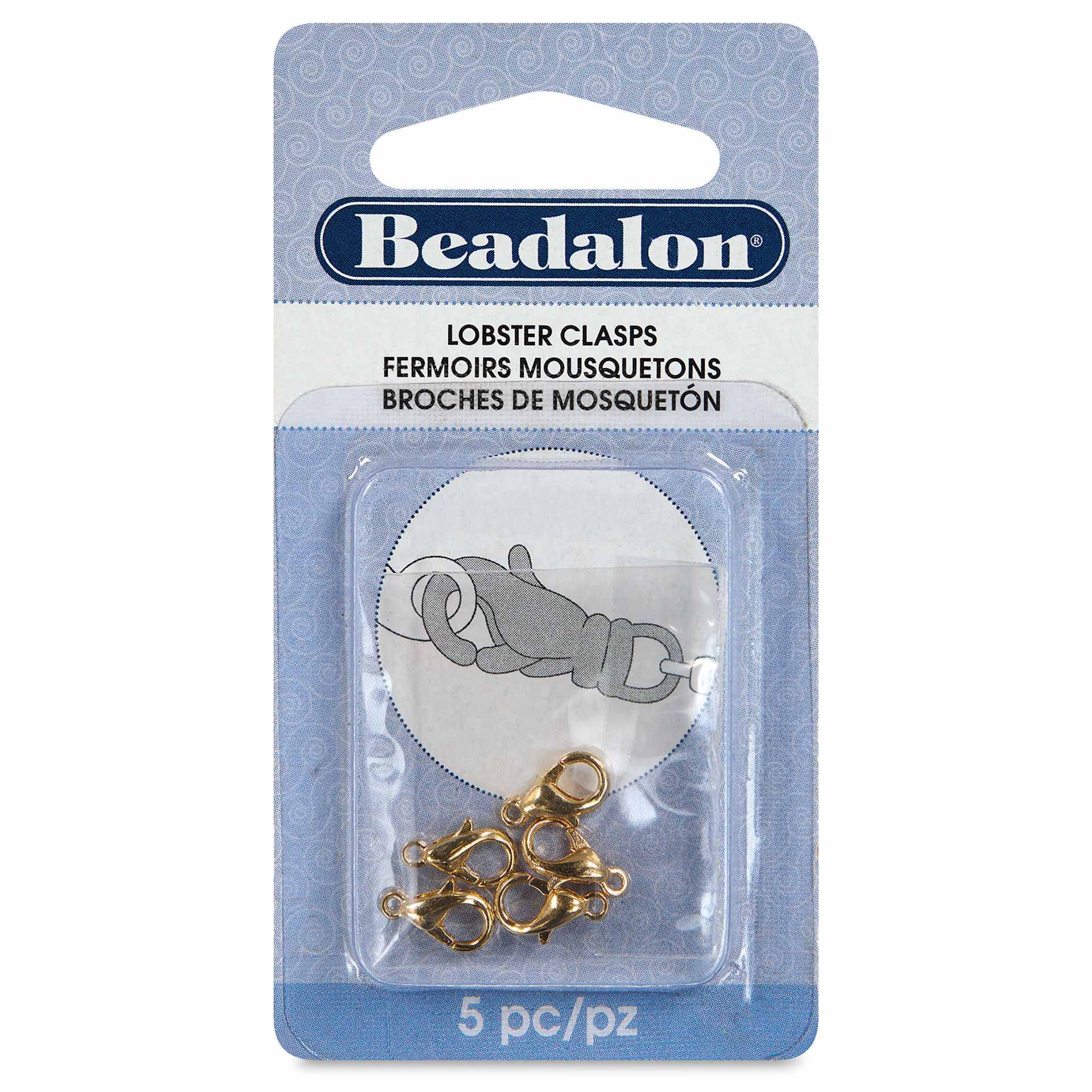 Beadalon Lobster Clasps - Extra Small, Gold, Pkg of 5 front of packaging