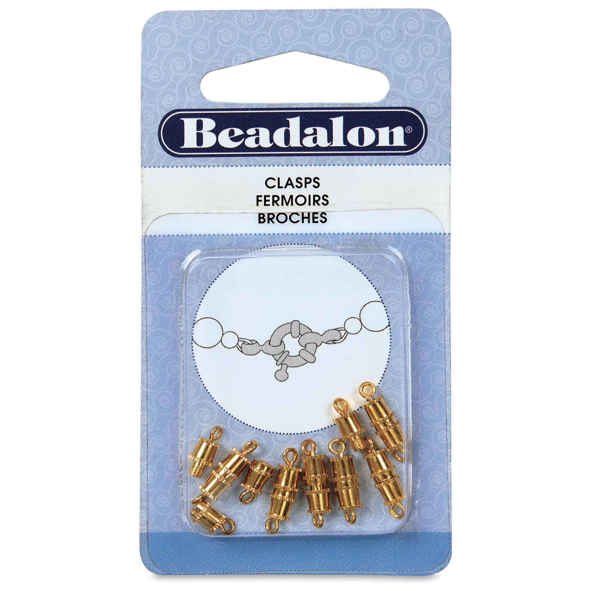 Beadalon Barrel Clasps - Gold, Pkg of 8 front of packaging