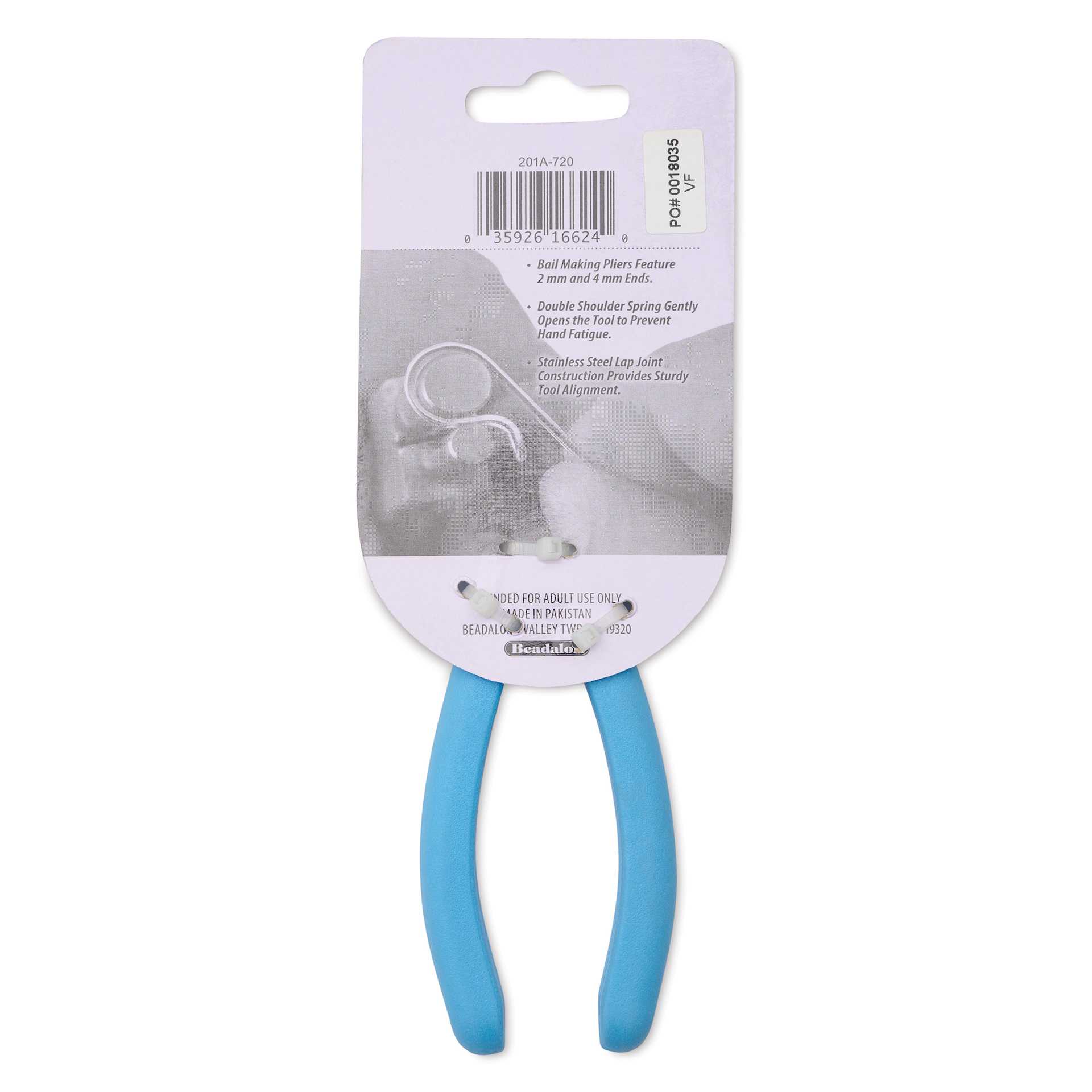 Beadalon Designer Series Bail Making Pliers - Small, 2 mm / 4 mm - back of packaging