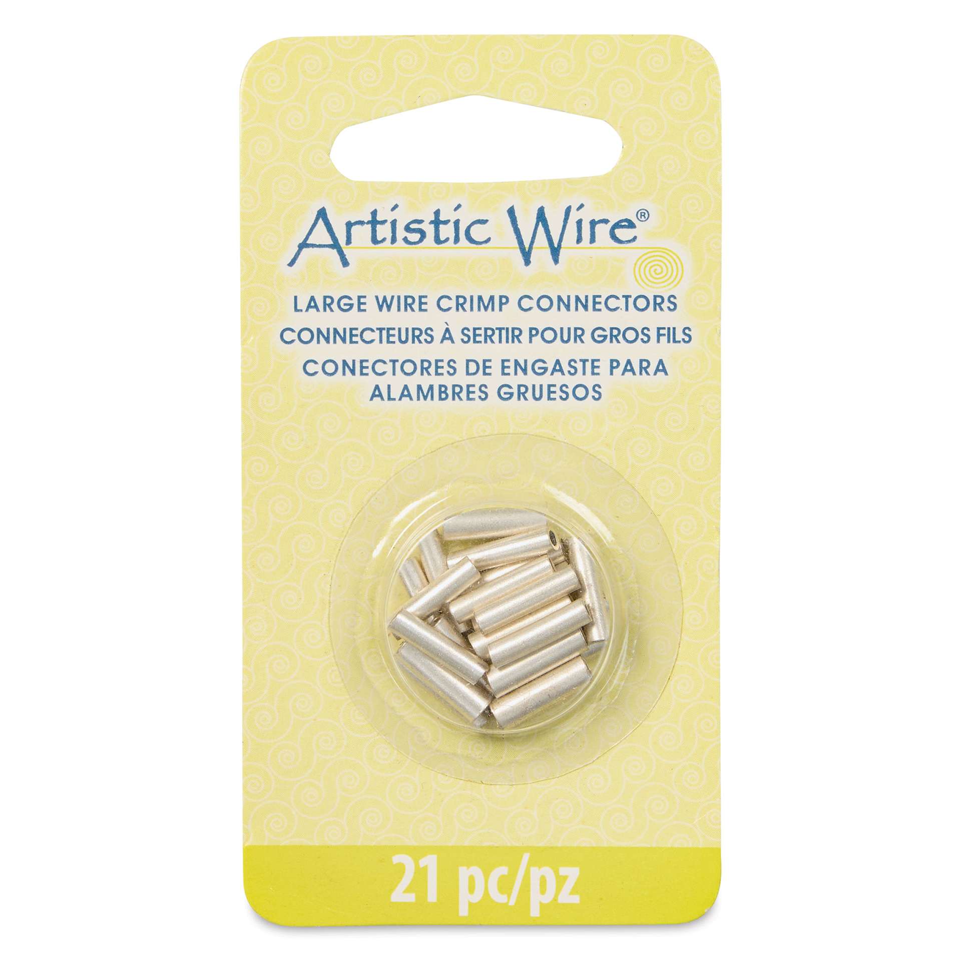 Artistic Wire Large Wire Crimp Connectors - Tarnish Resistant Silver Plated, 10 mm, Pkg of 21 front of packaging