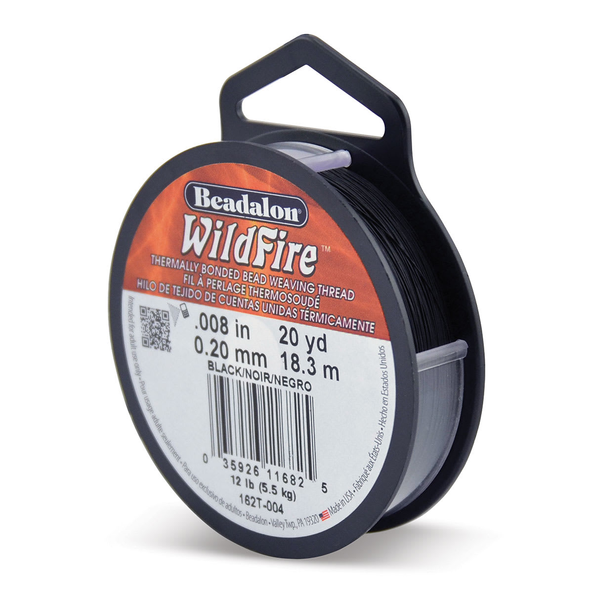 Beadalon WildFire Beading Thread - Black, 0.008", 20 yds