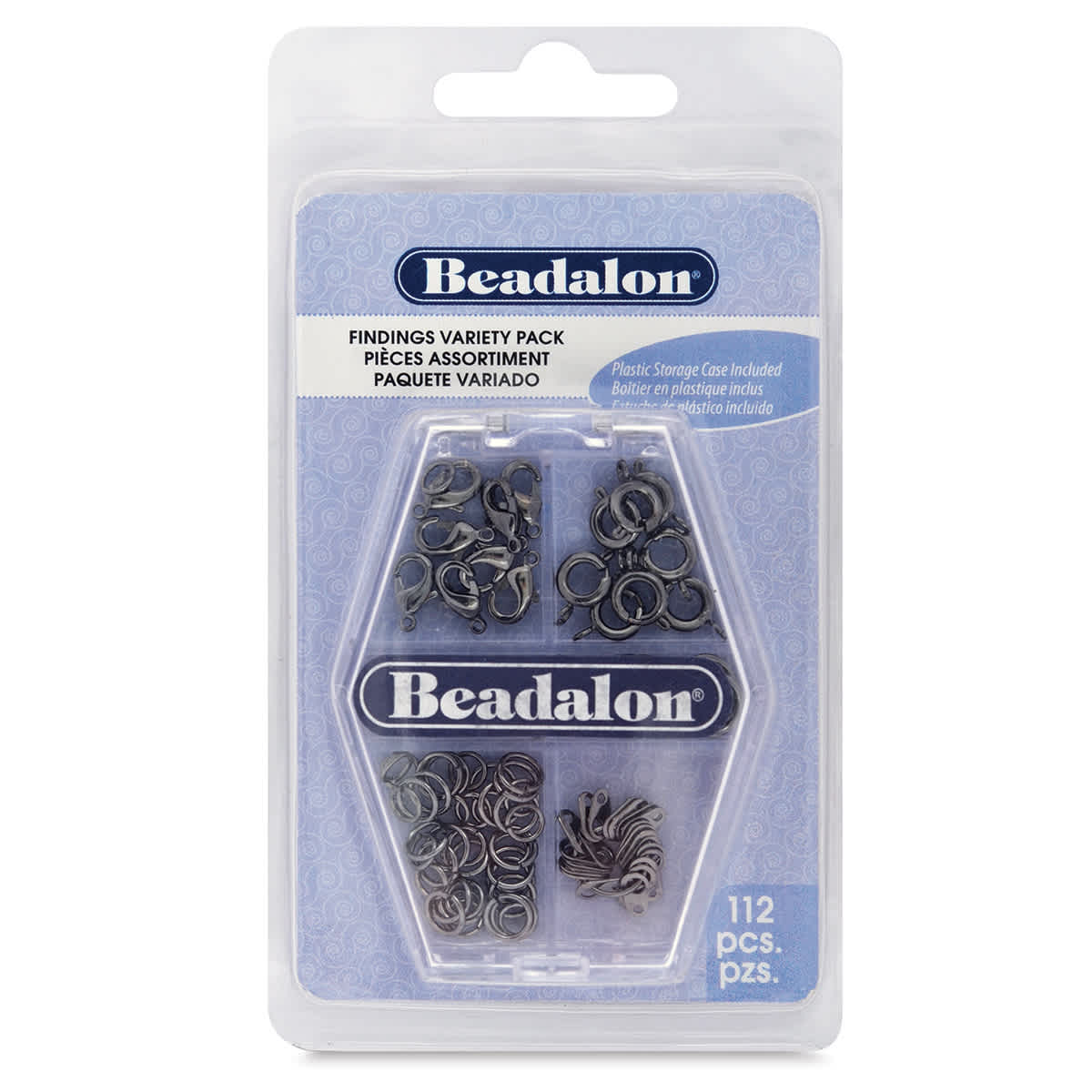 Beadalon Jewelry Findings Variety Packs - Front of blister pack of Hematite Findings