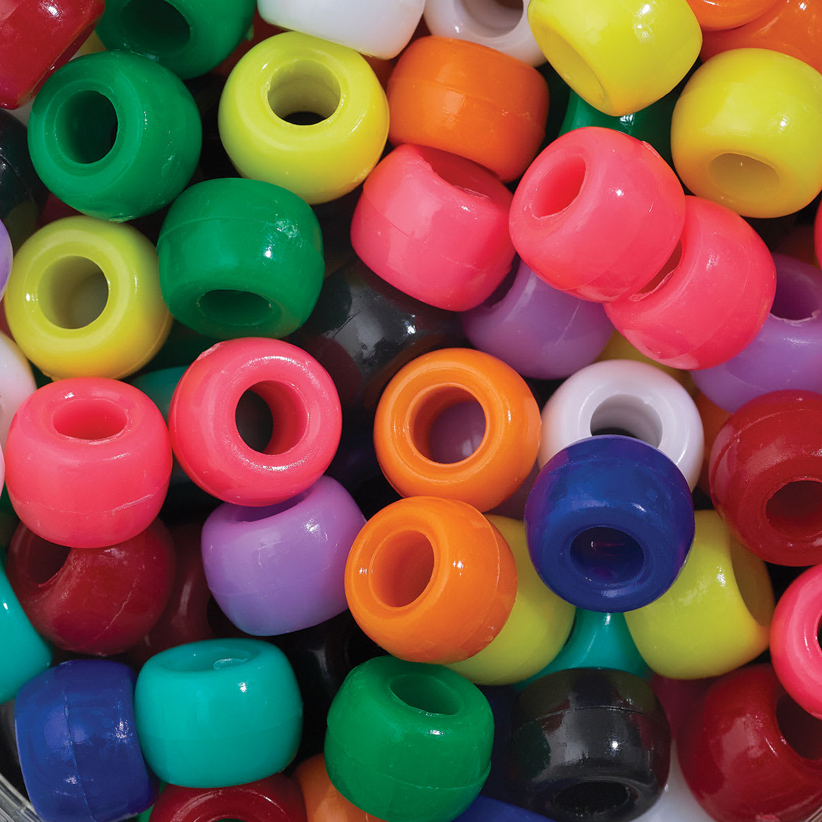 Plastic Bead Mixes - Closeup of pile of loose Assorted Color Pony Beads