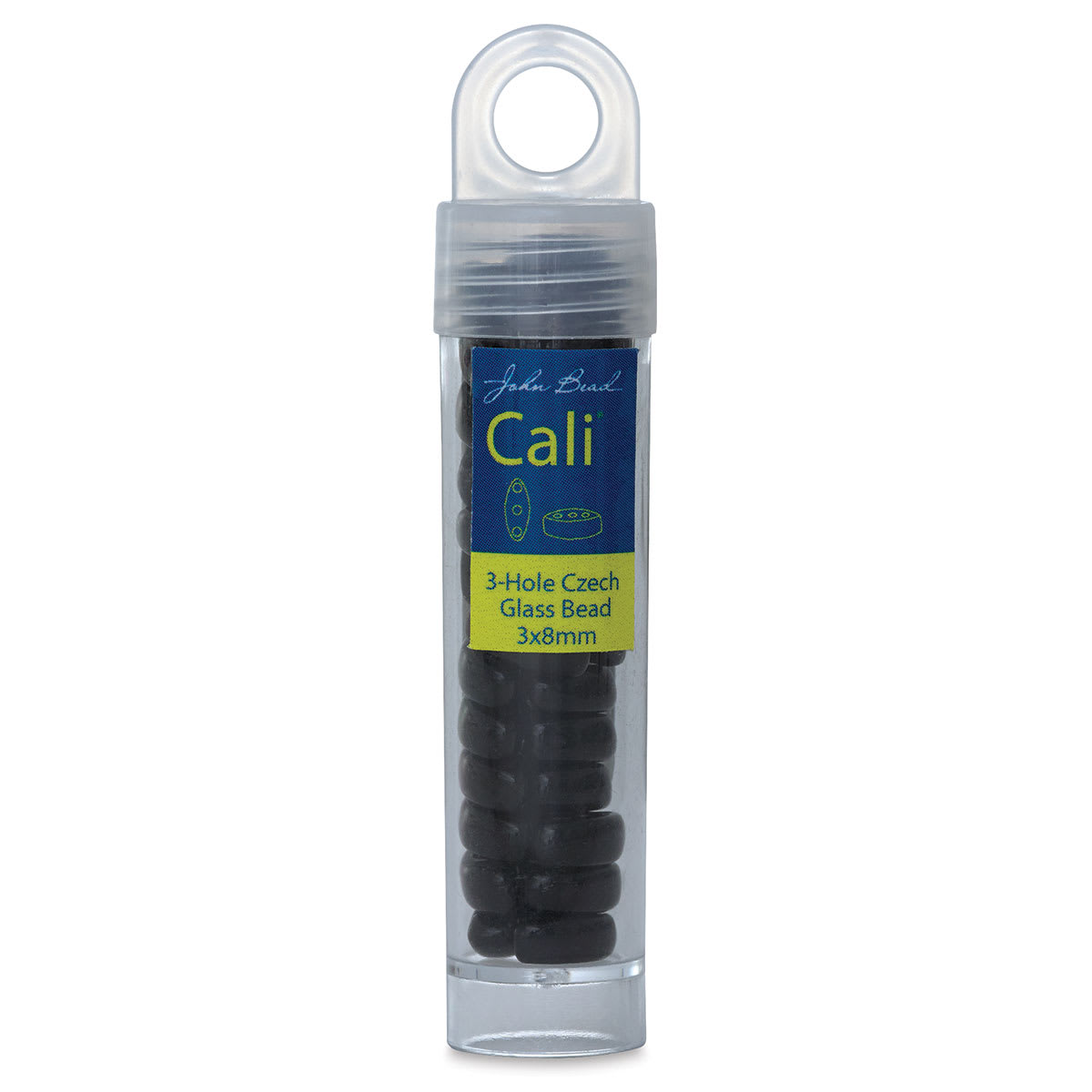 John Bead Czech Glass Cali Three-Hole Beads - Front of package Tube
