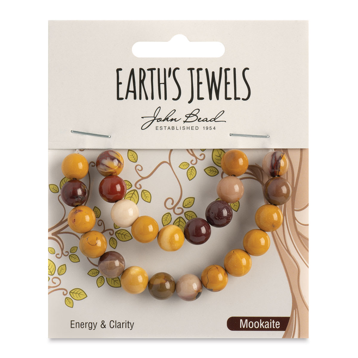 John Bead Earth’s Jewels Mookaite Beads - Round, Pkg of 23, 8 mm Dia. - front of packaging