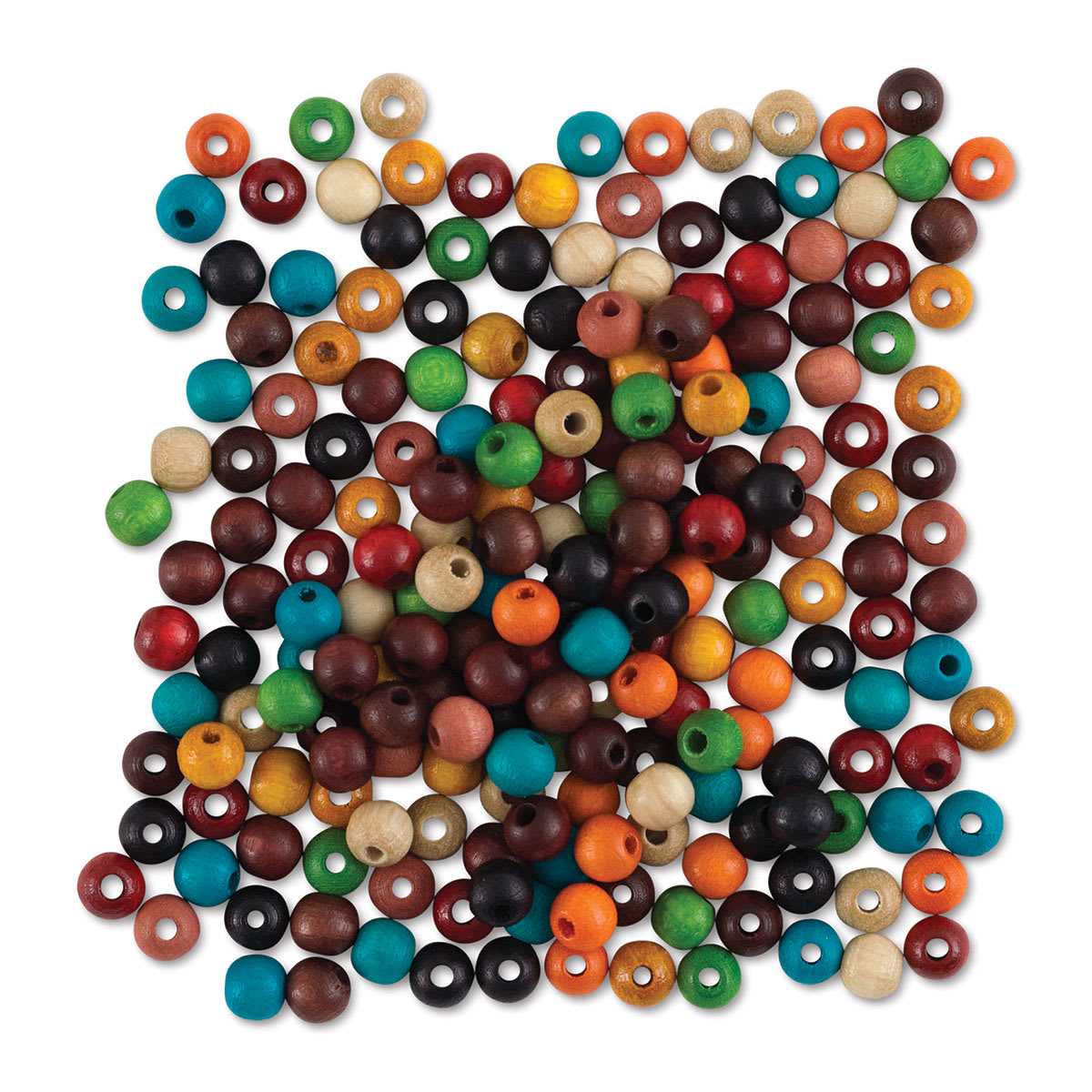 John Bead Euro Wood Beads - Multicolor, Round, 6 mm, Pkg of 200