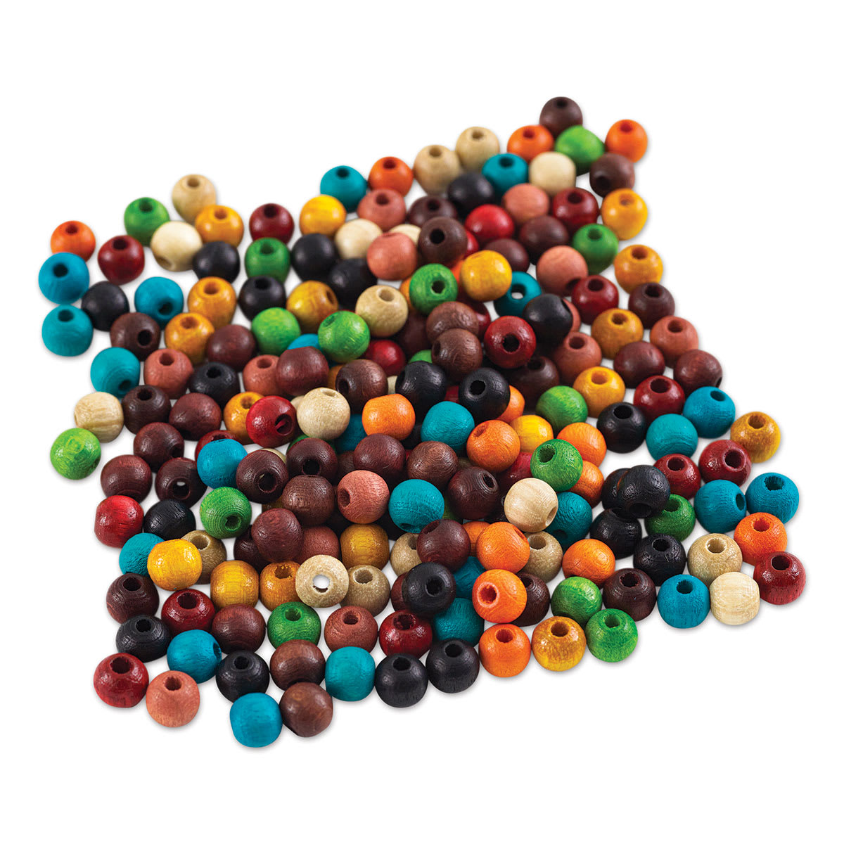 John Bead Euro Wood Beads - Multicolor, Round, 6 mm, Pkg of 200