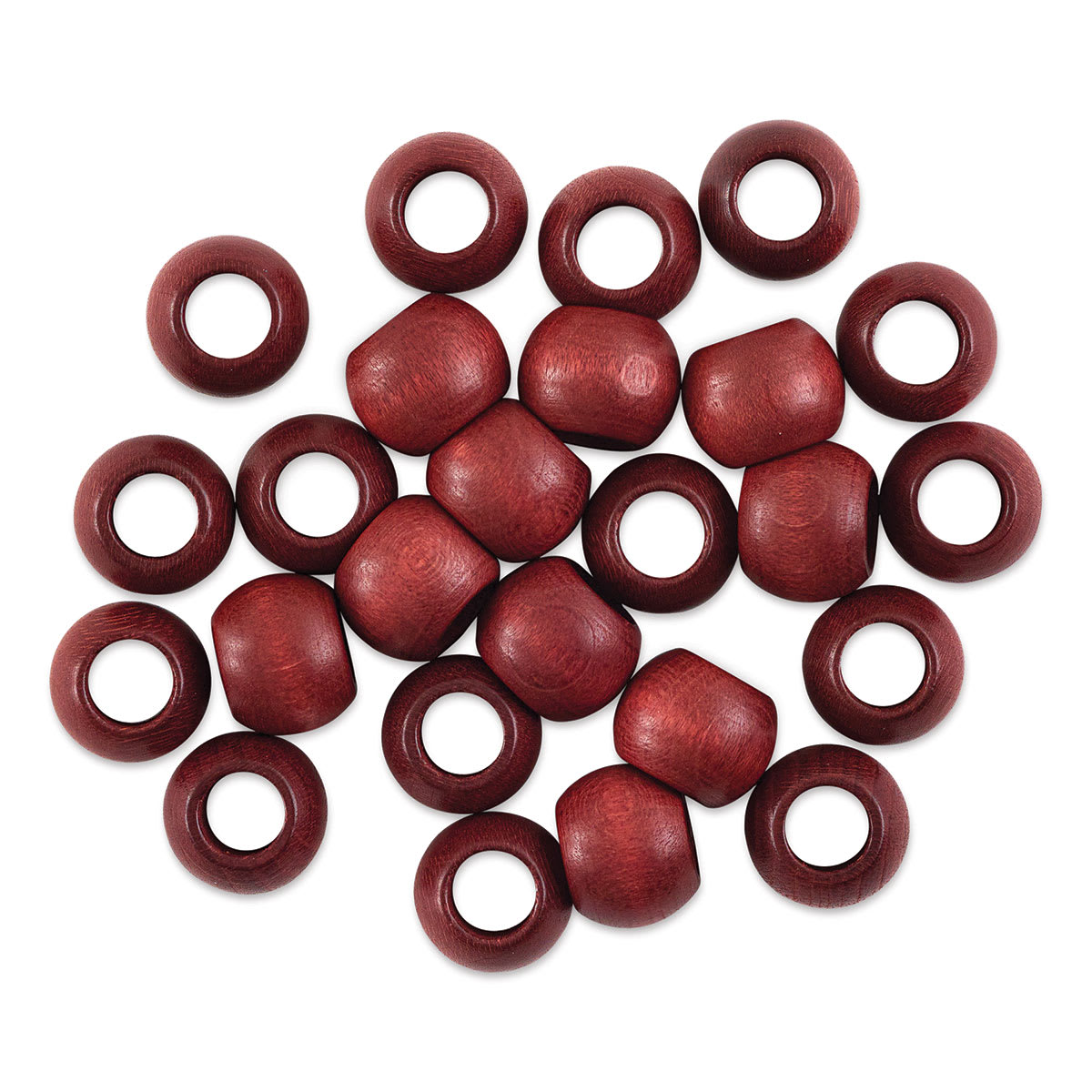 John Bead Euro Wood Beads - Mahogany, Round, Large Hole, 14 mm x 11 mm, Pkg of 25