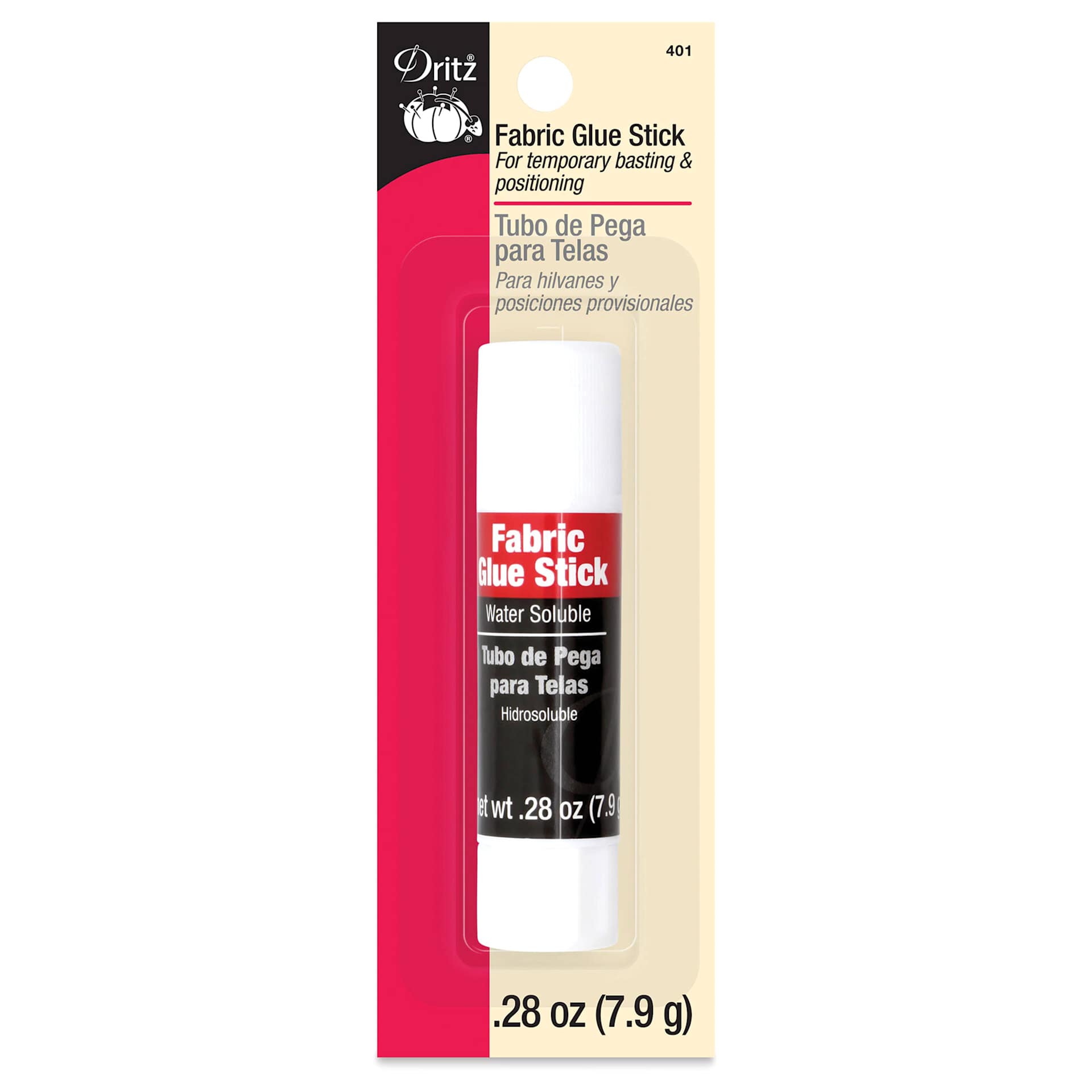 Dritz Fabric Glue Stick - 0.28 oz, front of the packaging