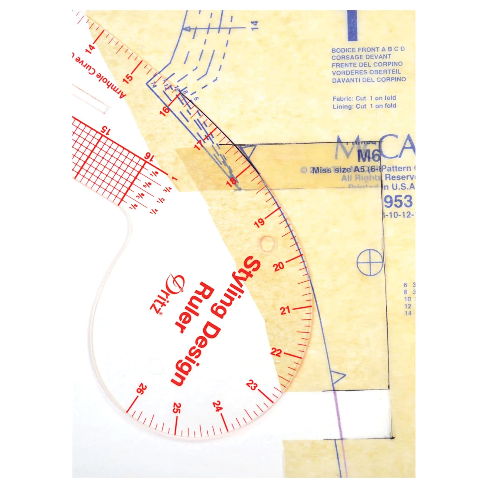 Dritz Styling Design Ruler Hip curve section on fabric