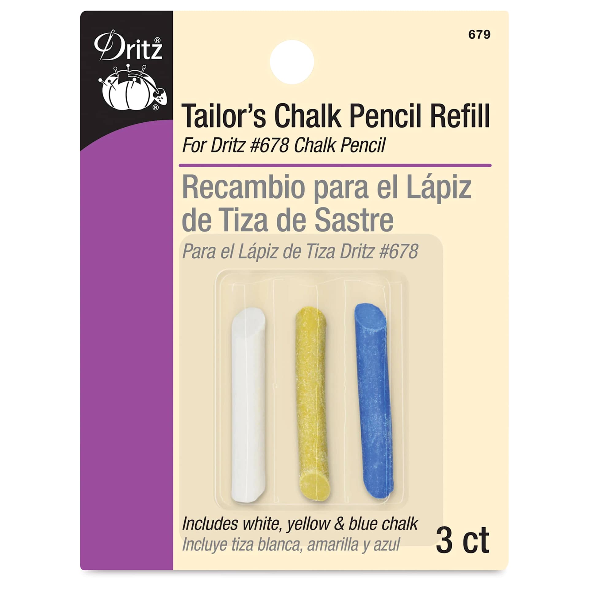 Dritz Tailor's Chalk Pencil Refills, Set of 3 front of packaging