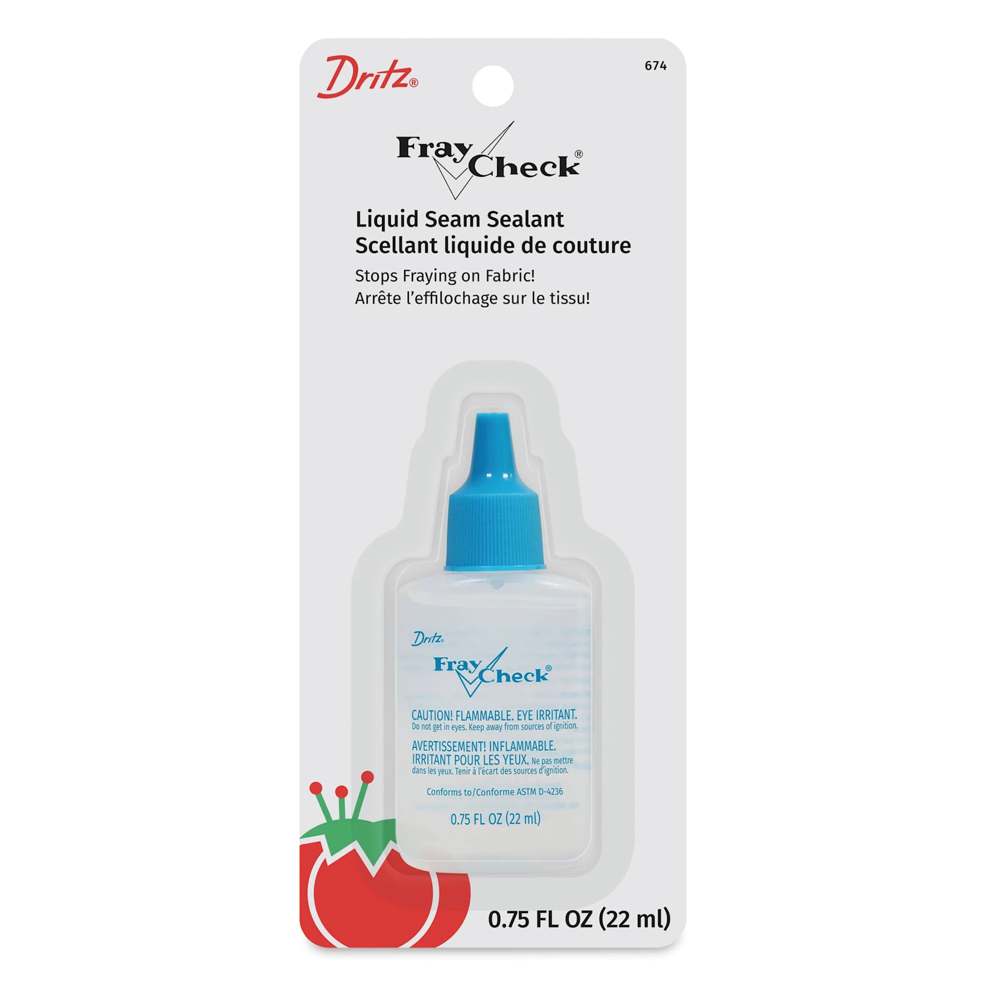Dritz Fray Check Liquid Seam Sealant - .75 oz Bottle front of packaging