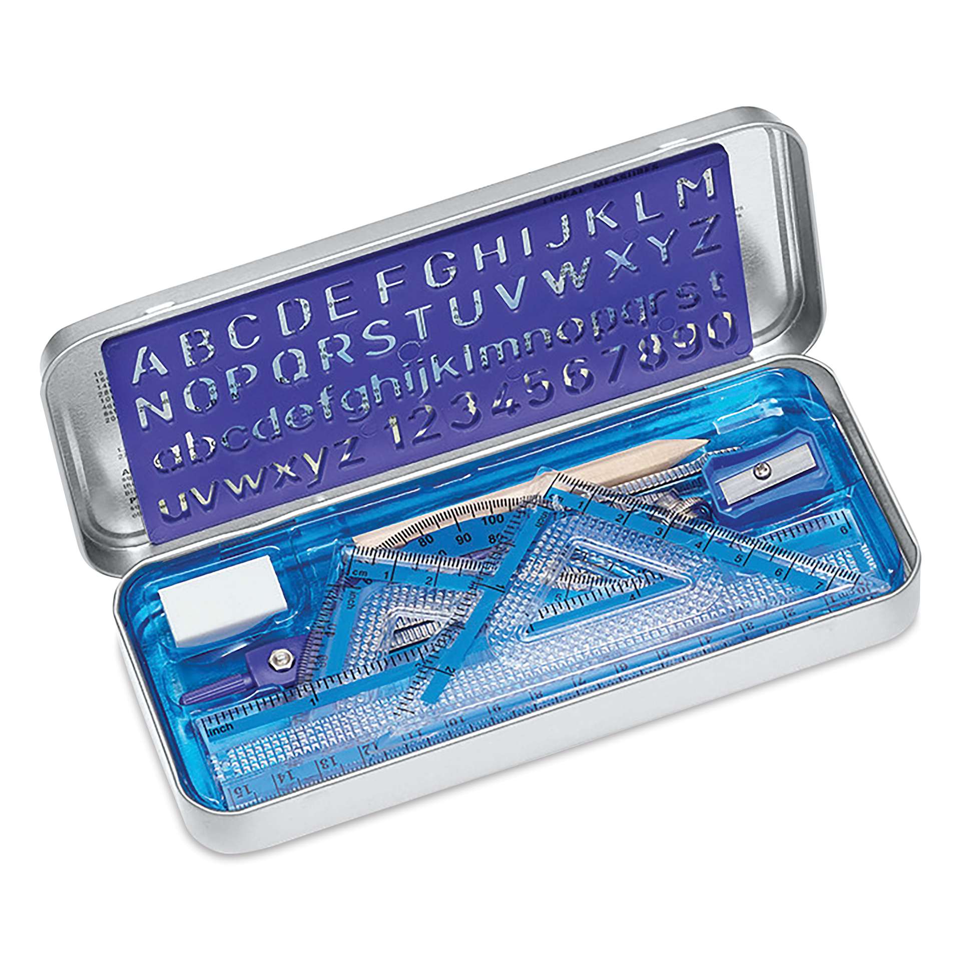 Staedtler Math Set - contents inside metal storage tin