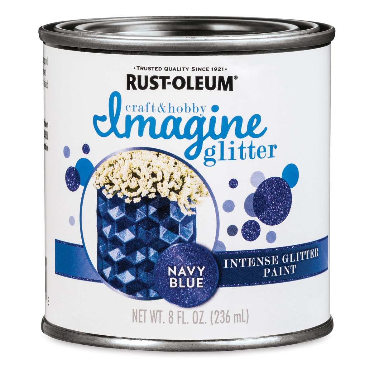 Rust-Oleum Imagine Intense Glitter Paint - Front of 8 oz can of Navy Blue paint