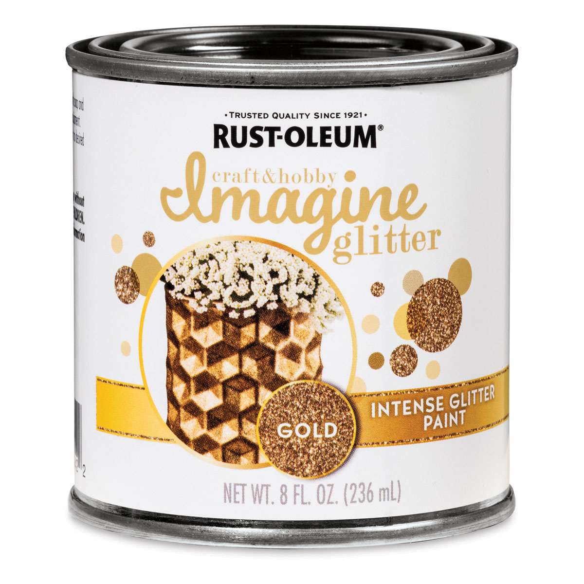 Rust-Oleum Imagine Intense Glitter Paint - Front of 8 oz can of Gold paint