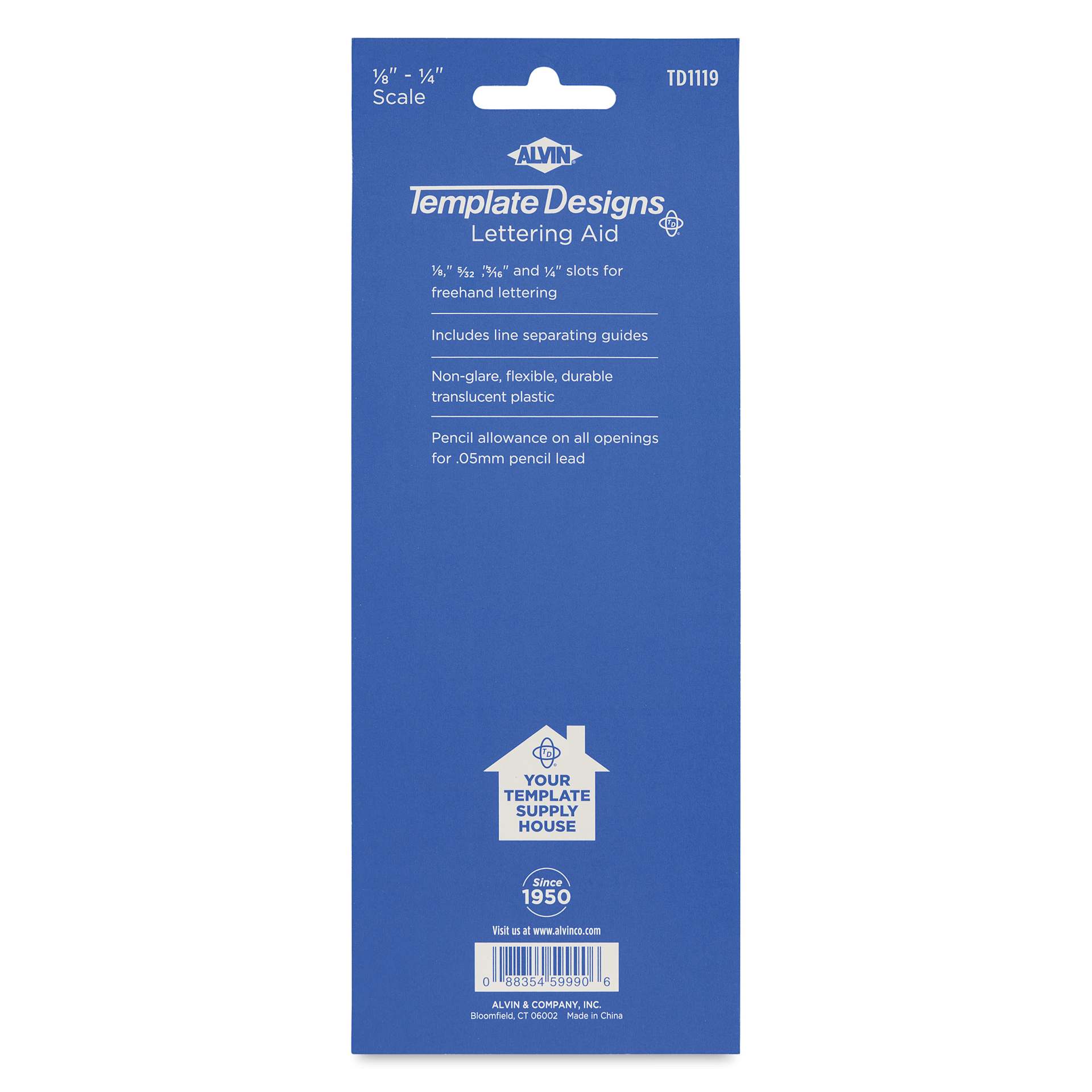 Alvin Template Lettering Aid, back of package