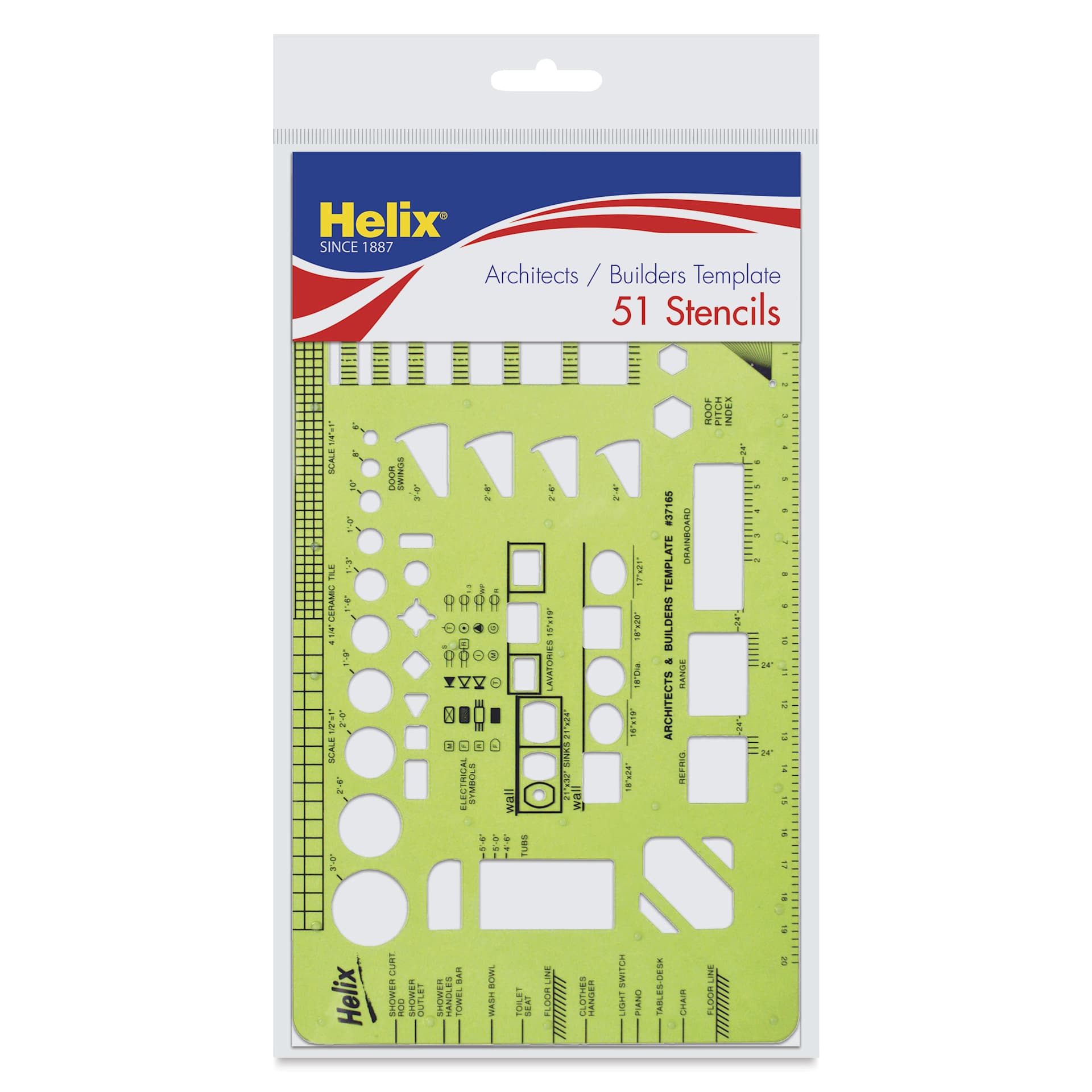 Helix Architectural Template - Architect/Builders, 5.67" x 10.60", front of packaging