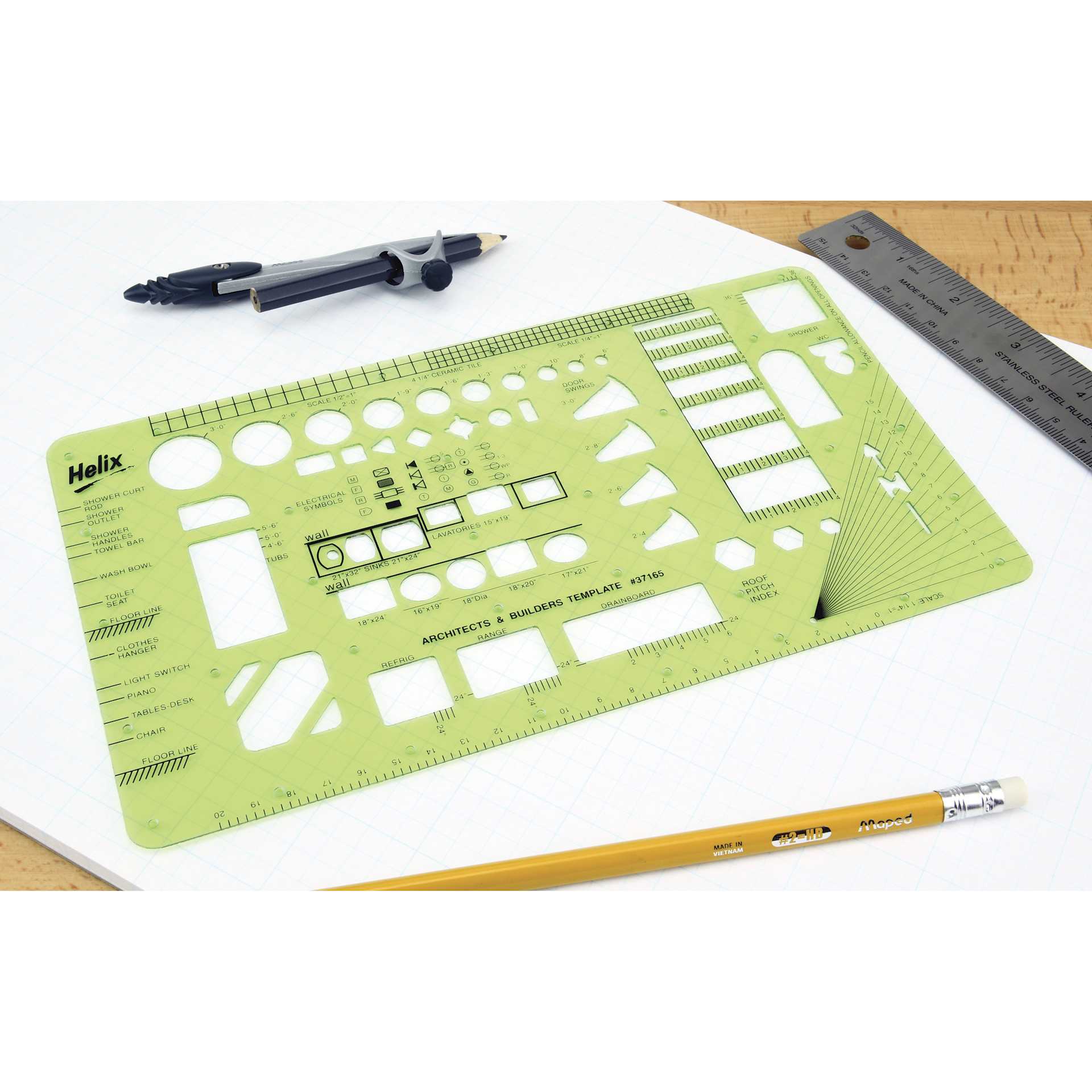 Helix Architectural Template - Architect/Builders, 5.67" x 10.60"