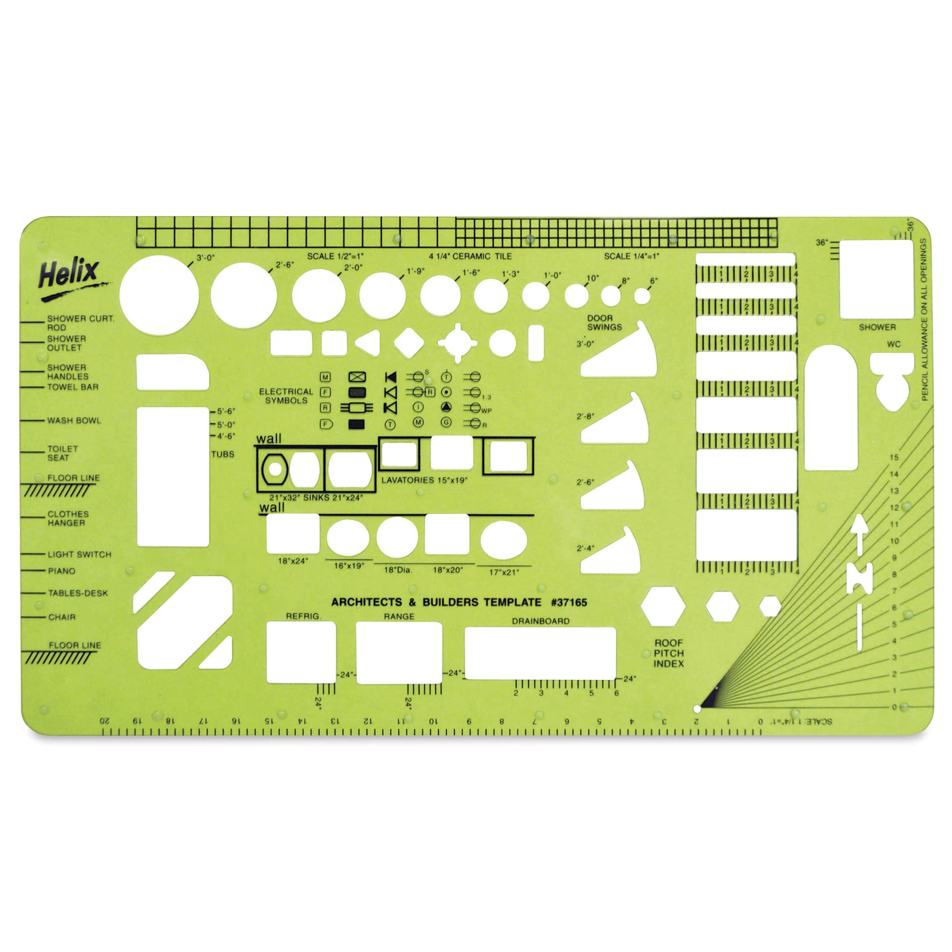 Helix Architectural Template - Architect/Builders, 5.67" x 10.60", out of packaging