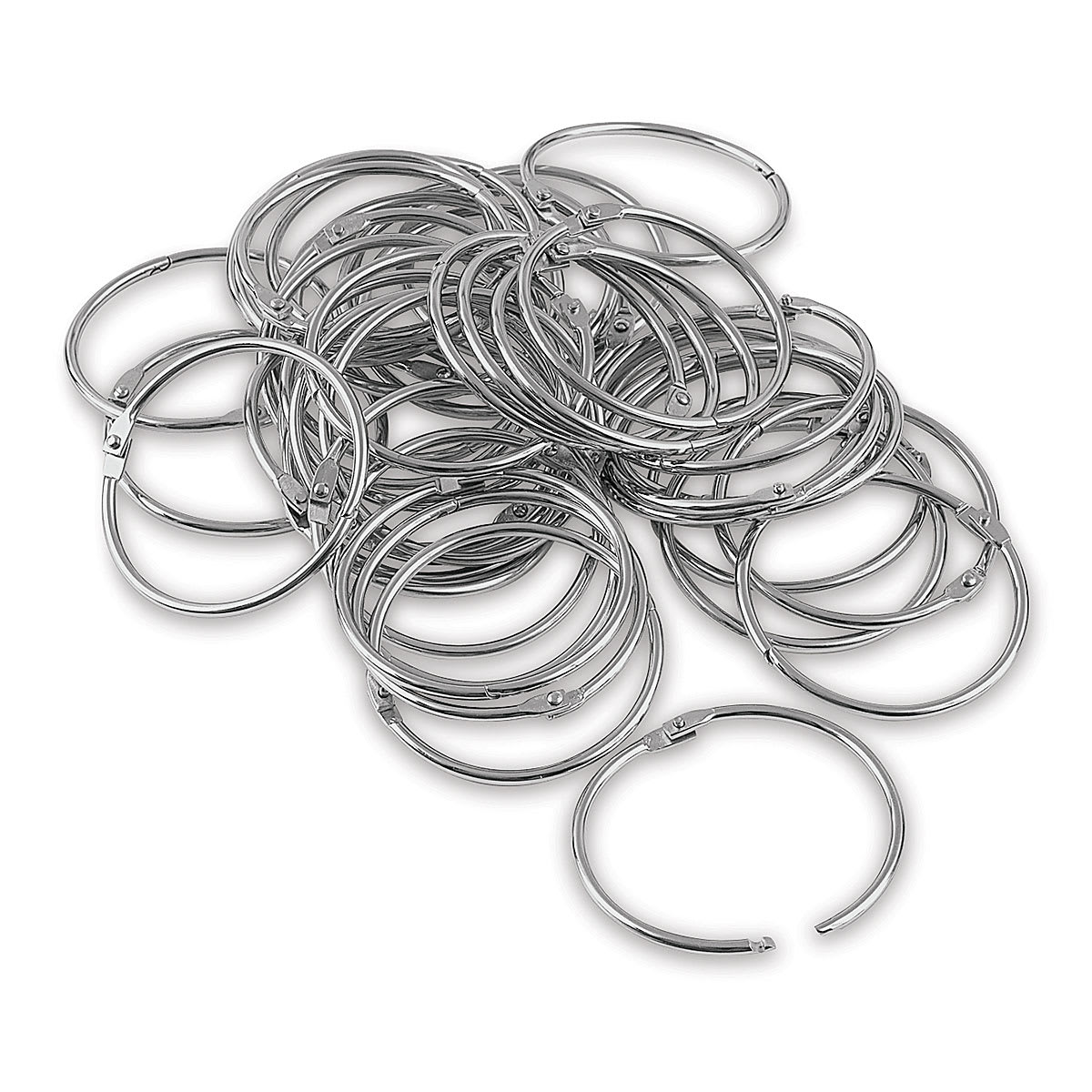 Hygloss Book Rings - 50 2" silvertone book rings in pile
