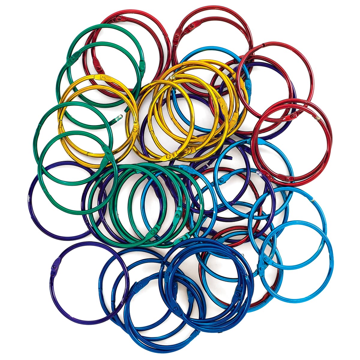 Hygloss Book Rings - 50 2" multicolored book rings in pile