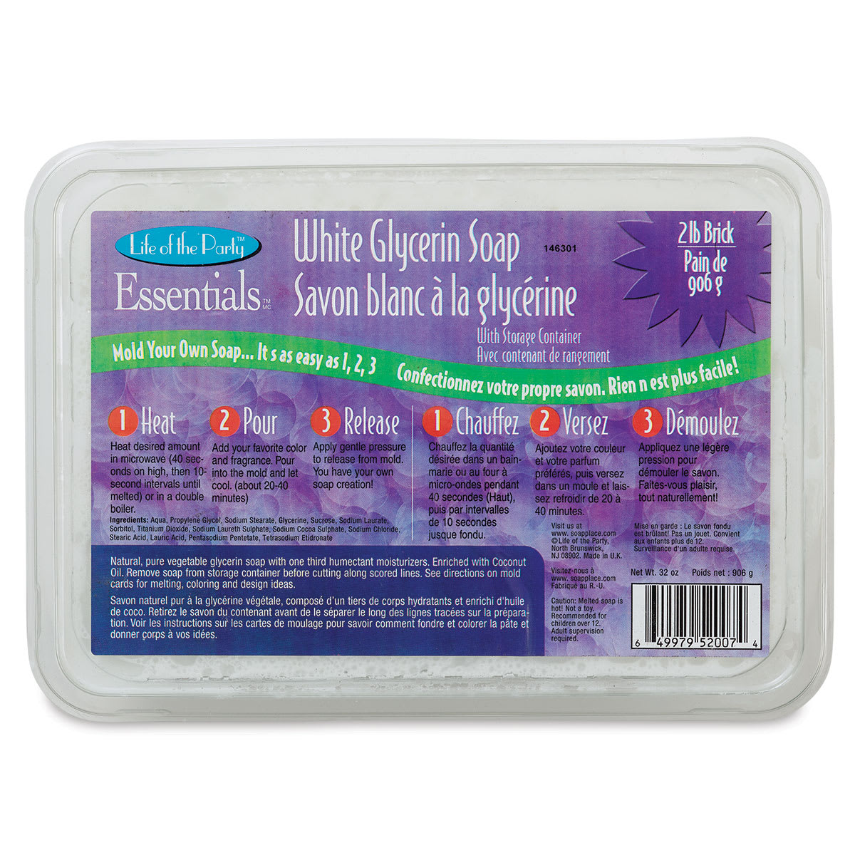 Life of the Party Glycerin Soap Base - Front of White Glycerin package