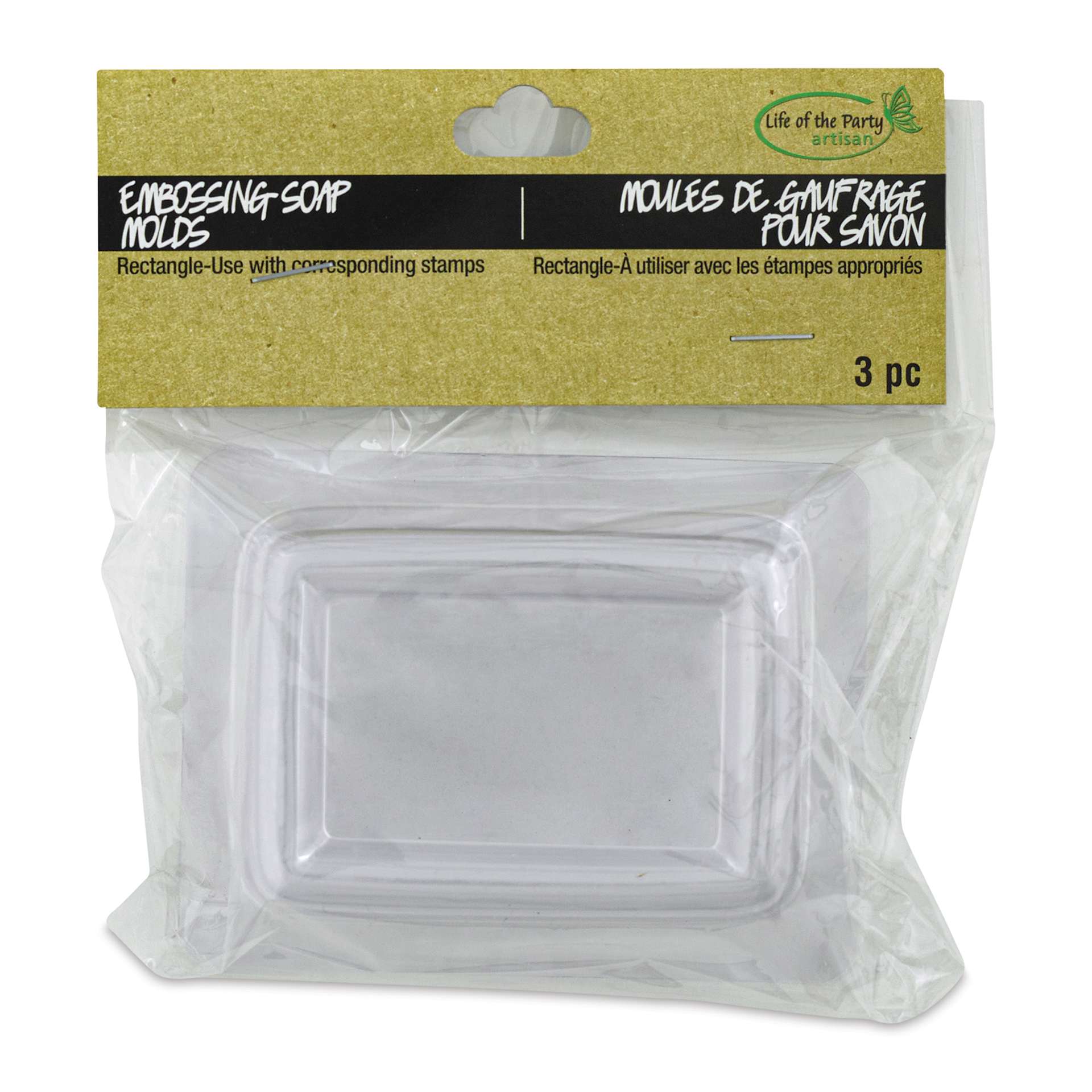 Life of the Party Embossing Soap Mold - Rectangle, Package of 3 (Front of packaging)