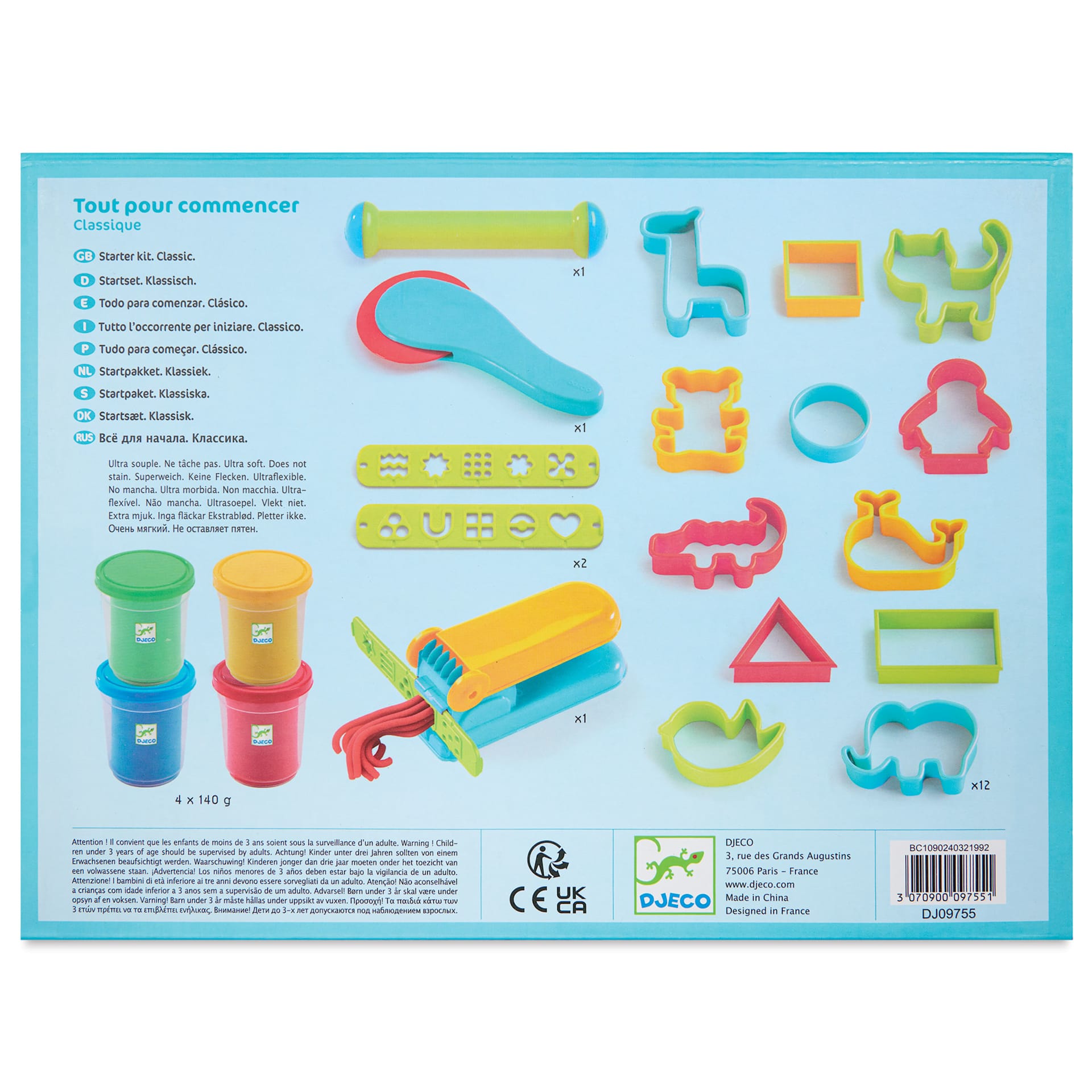 Djeco Intro to Dough Set - back of packaging
