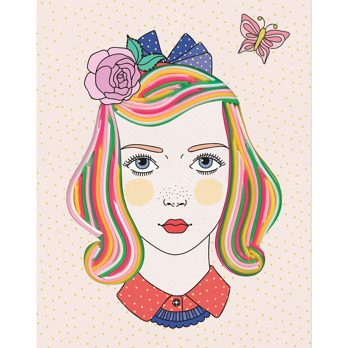Djeco Le Grand Scoubidou Craft Lace Kit - Completed example of Vibrant Hairdos