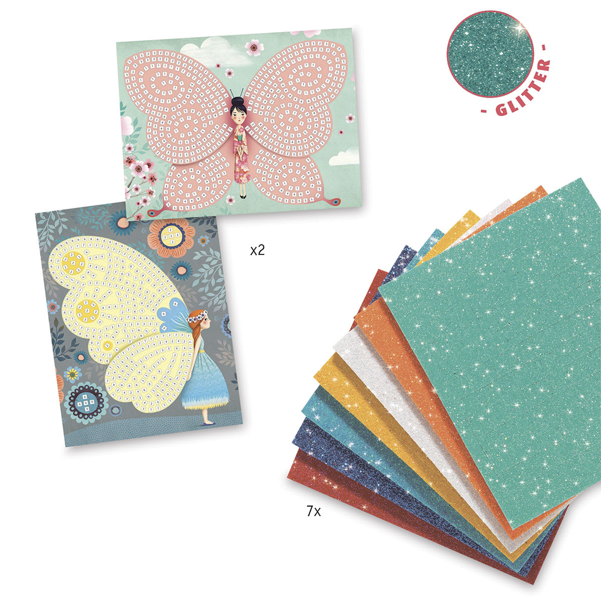 Djeco Mosaics Kit - Butterflies - contents