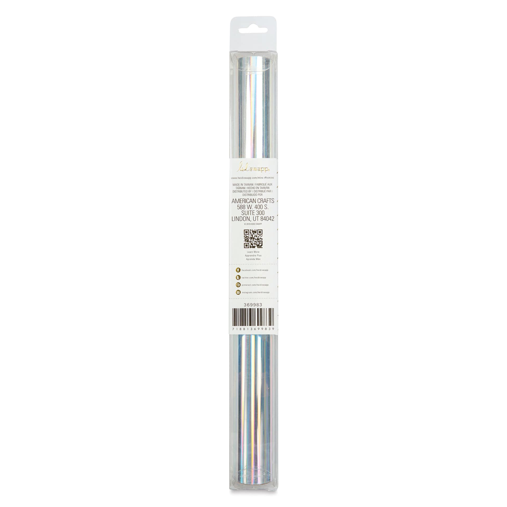 Heidi Swapp Minc Reactive Foil - Holographic, 12" x 5 ft - back of packaging