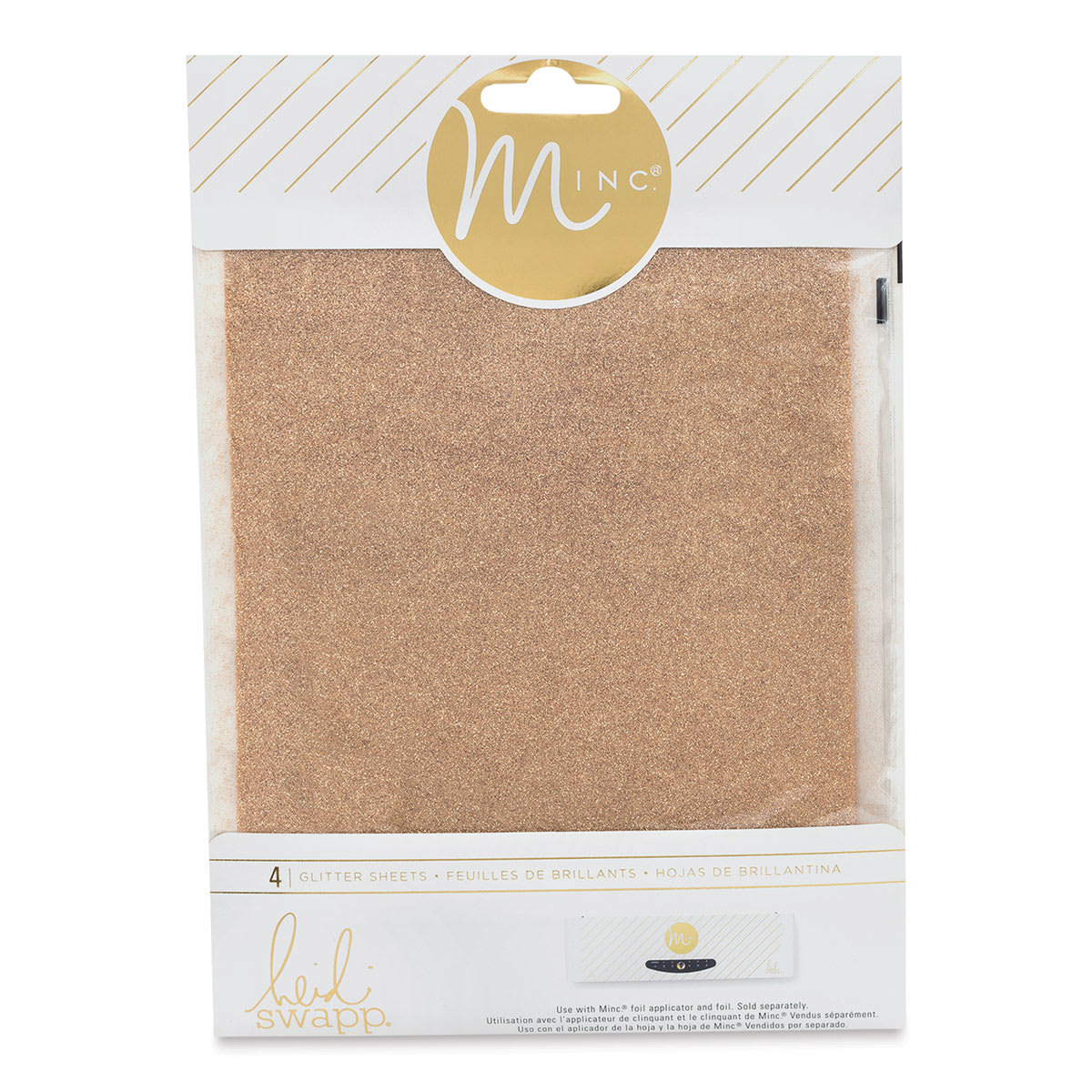 Heidi Swapp Minc Glitter Sheets - Front of Rose Gold Package of 4 sheets