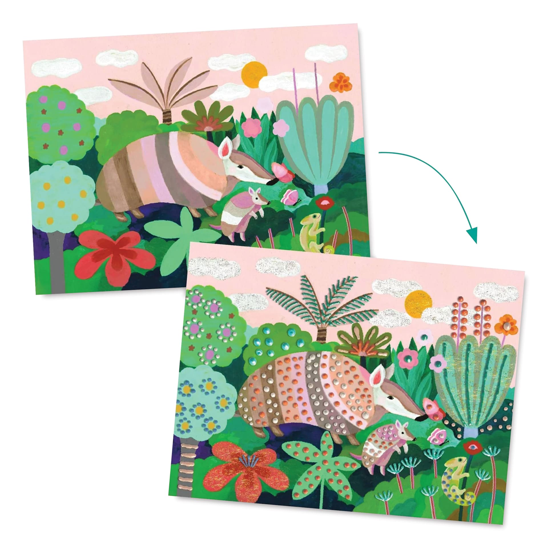 Djeco 3D Painting Activity Kit - single example, unfinished and finished